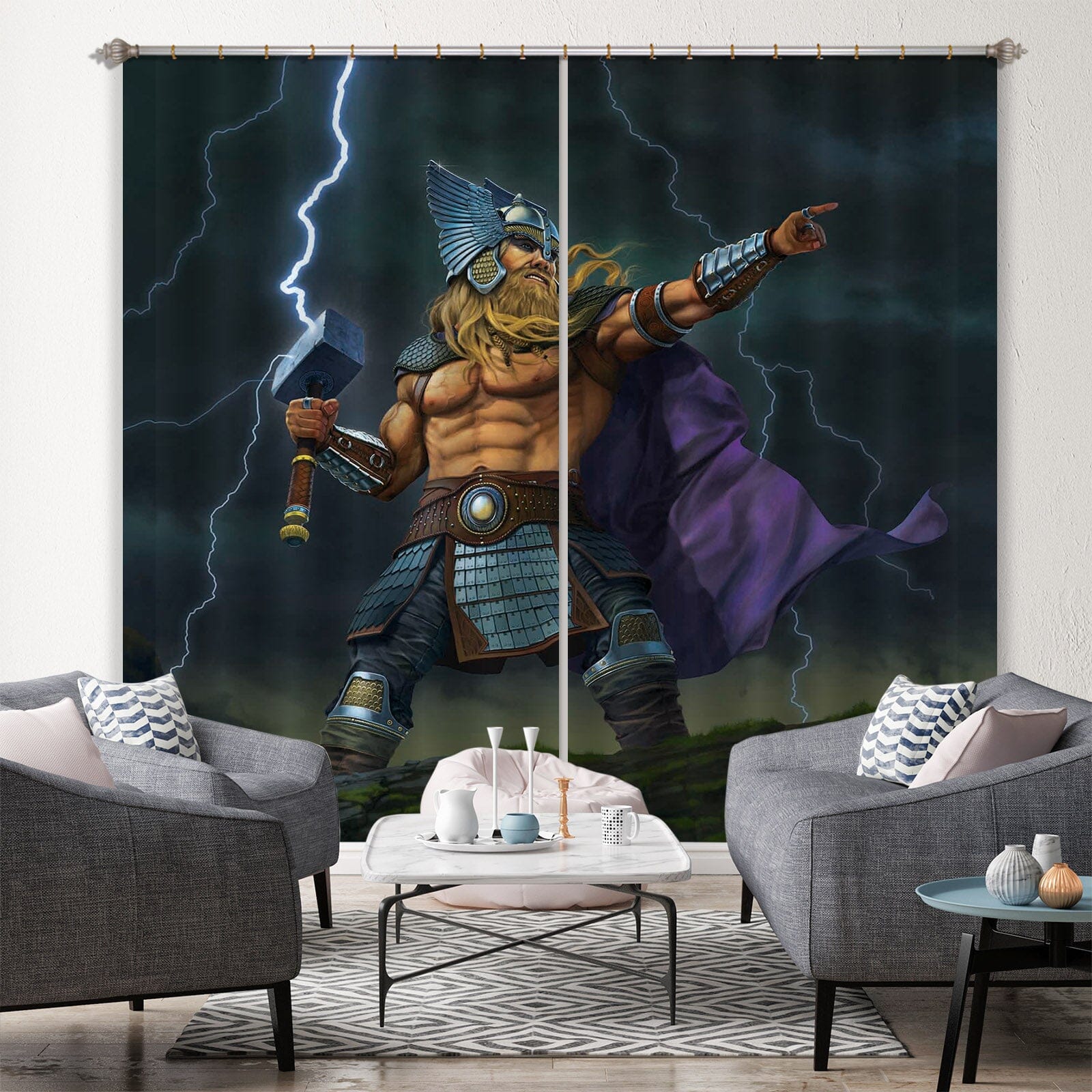 3D Thor God Of Thunder 079 Vincent Hie Curtain Curtains Drapes Curtains AJ Creativity Home