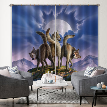 3D Wolf Moon 86069 Jerry LoFaro Curtain Curtains Drapes