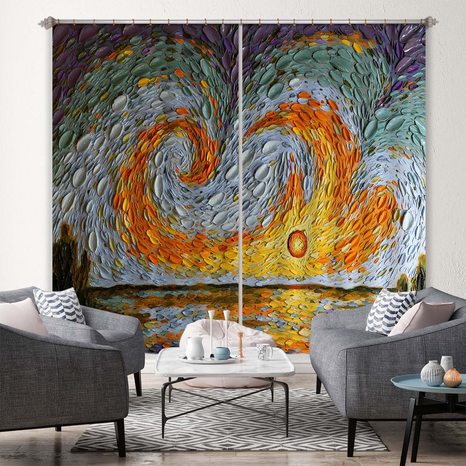 3D Orange Flame 047 Dena Tollefson Curtain Curtains Drapes Curtains AJ Creativity Home