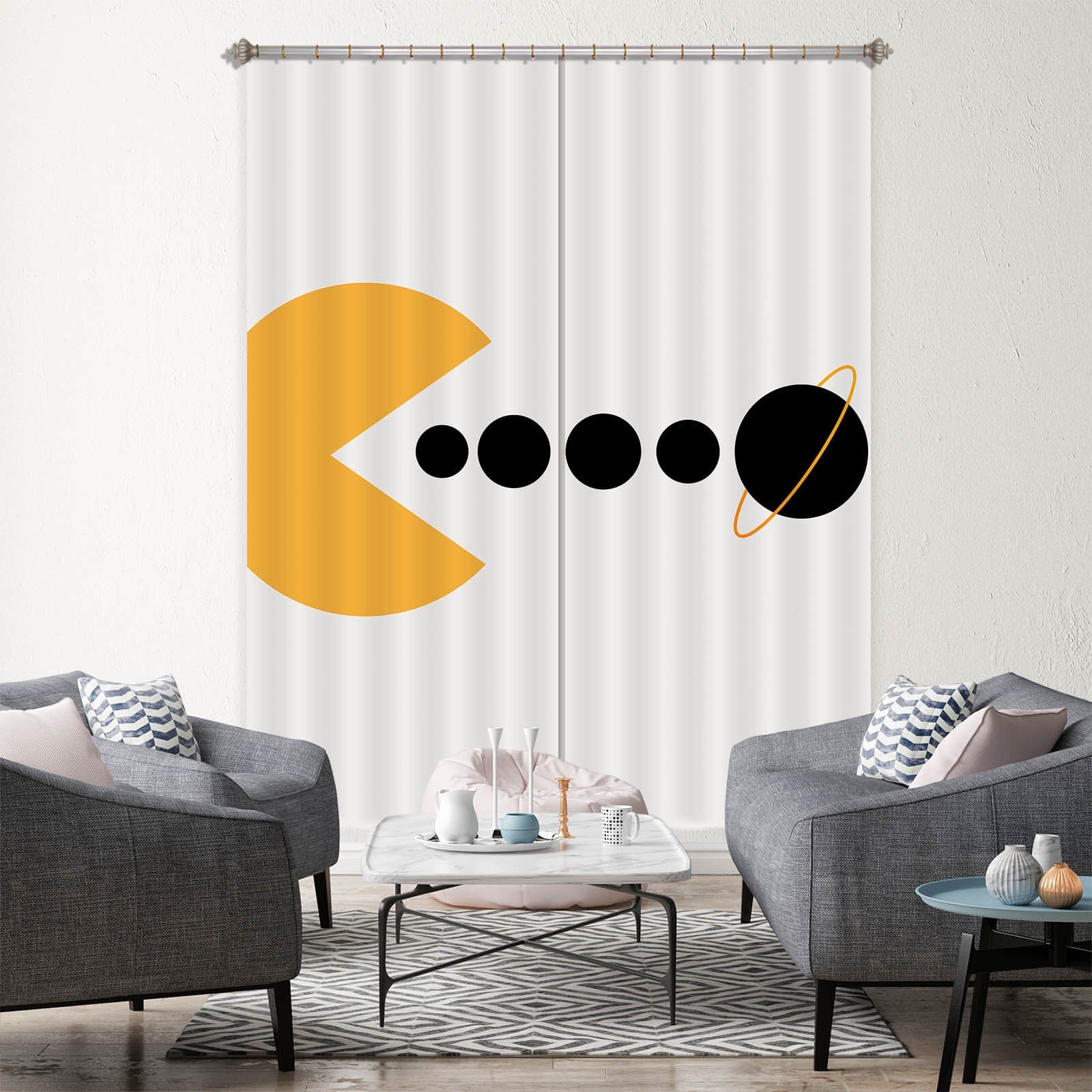 3D Yellow Monster 1144 Boris Draschoff Curtain Curtains Drapes Curtains AJ Creativity Home