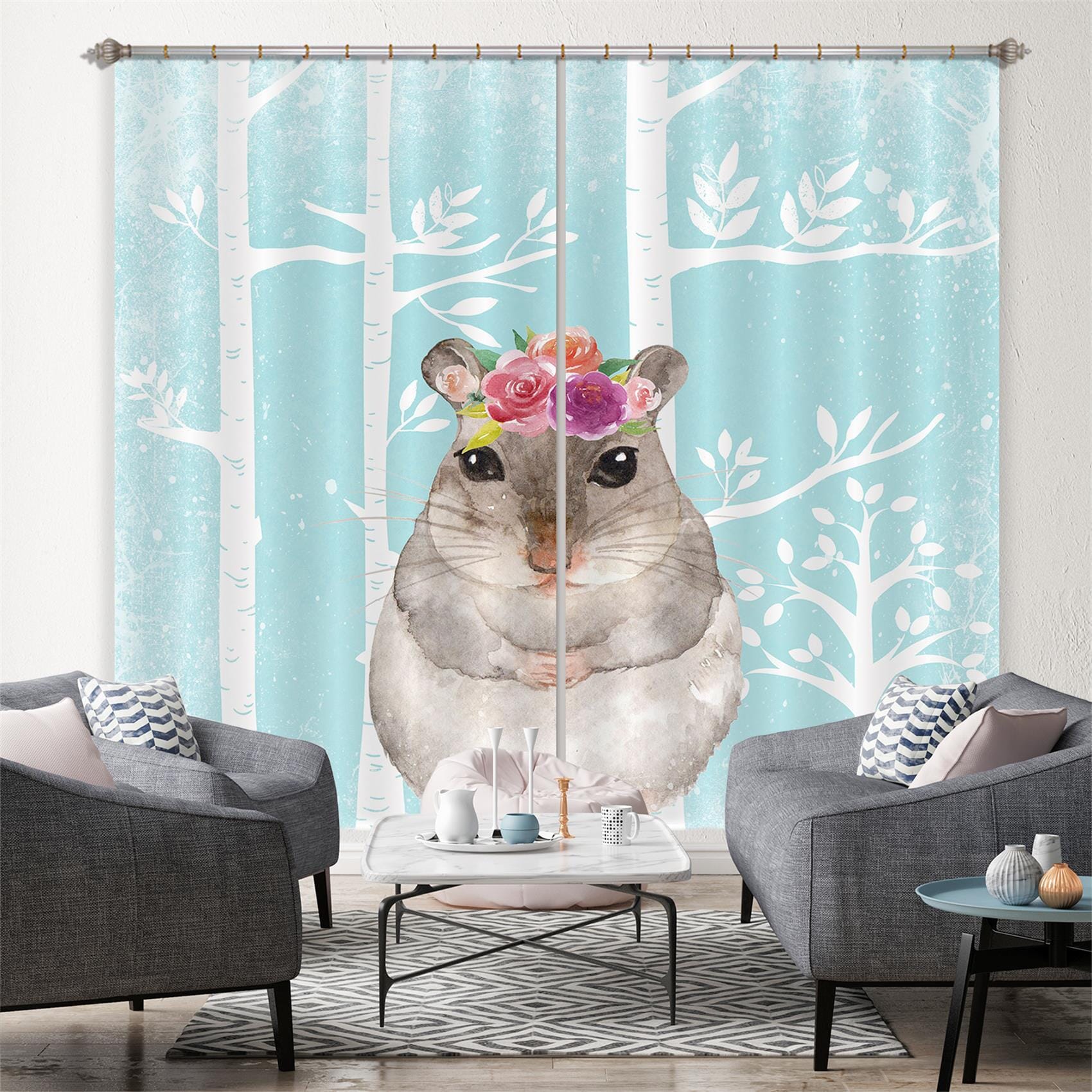 3D Cute Squirrel 165 Uta Naumann Curtain Curtains Drapes Curtains AJ Creativity Home