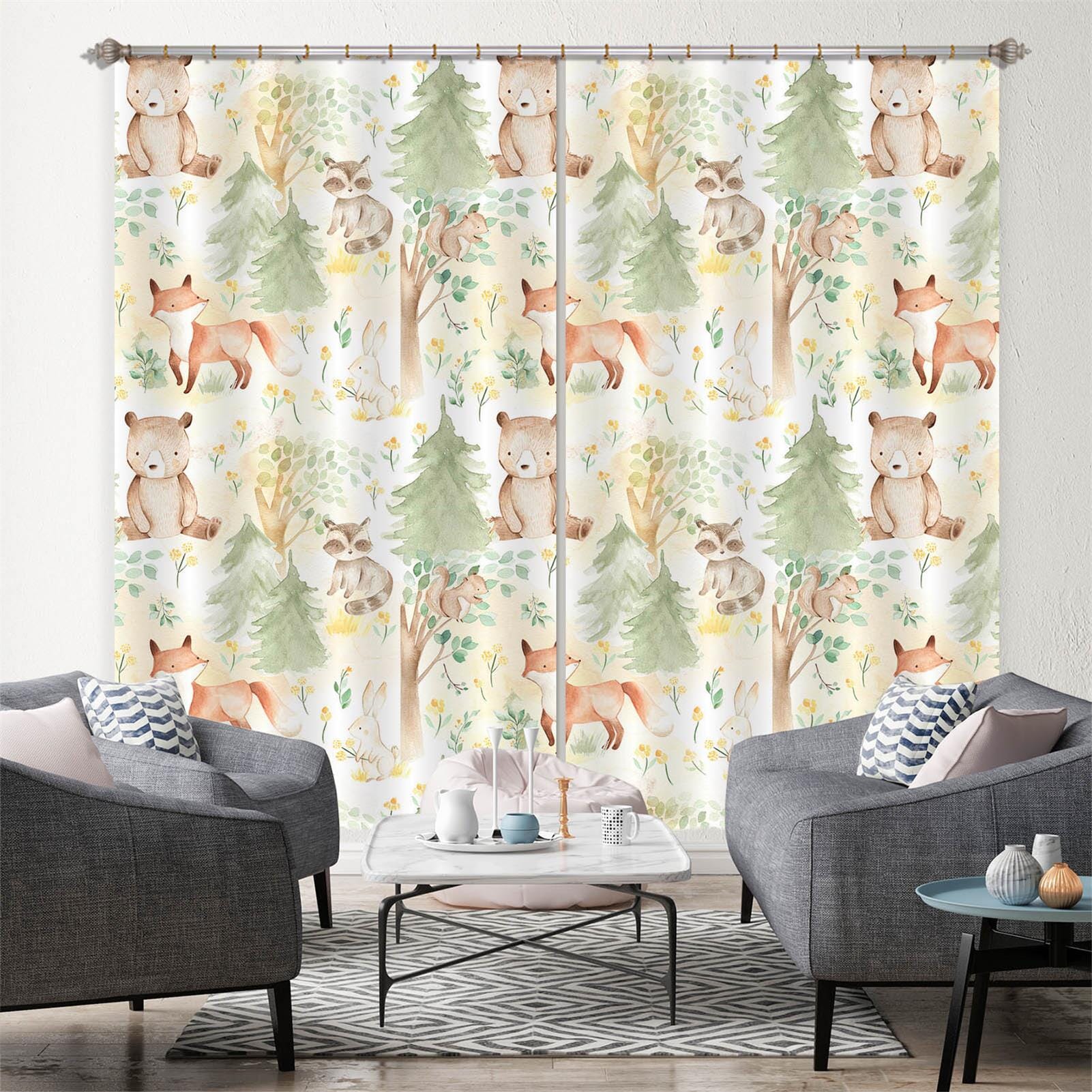 3D Squirrel Fox 138 Uta Naumann Curtain Curtains Drapes Curtains AJ Creativity Home