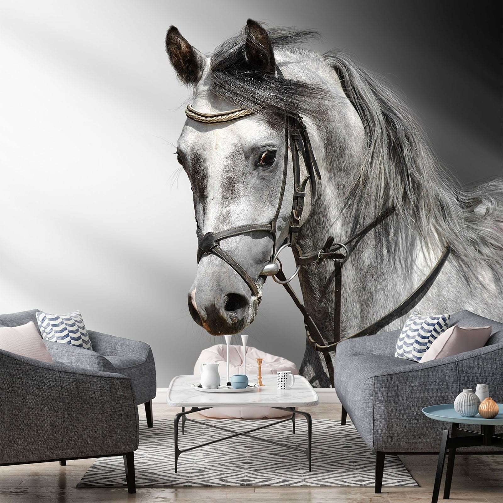 3D White Horse 02 Wall Murals Wallpaper AJ Wallpaper 2