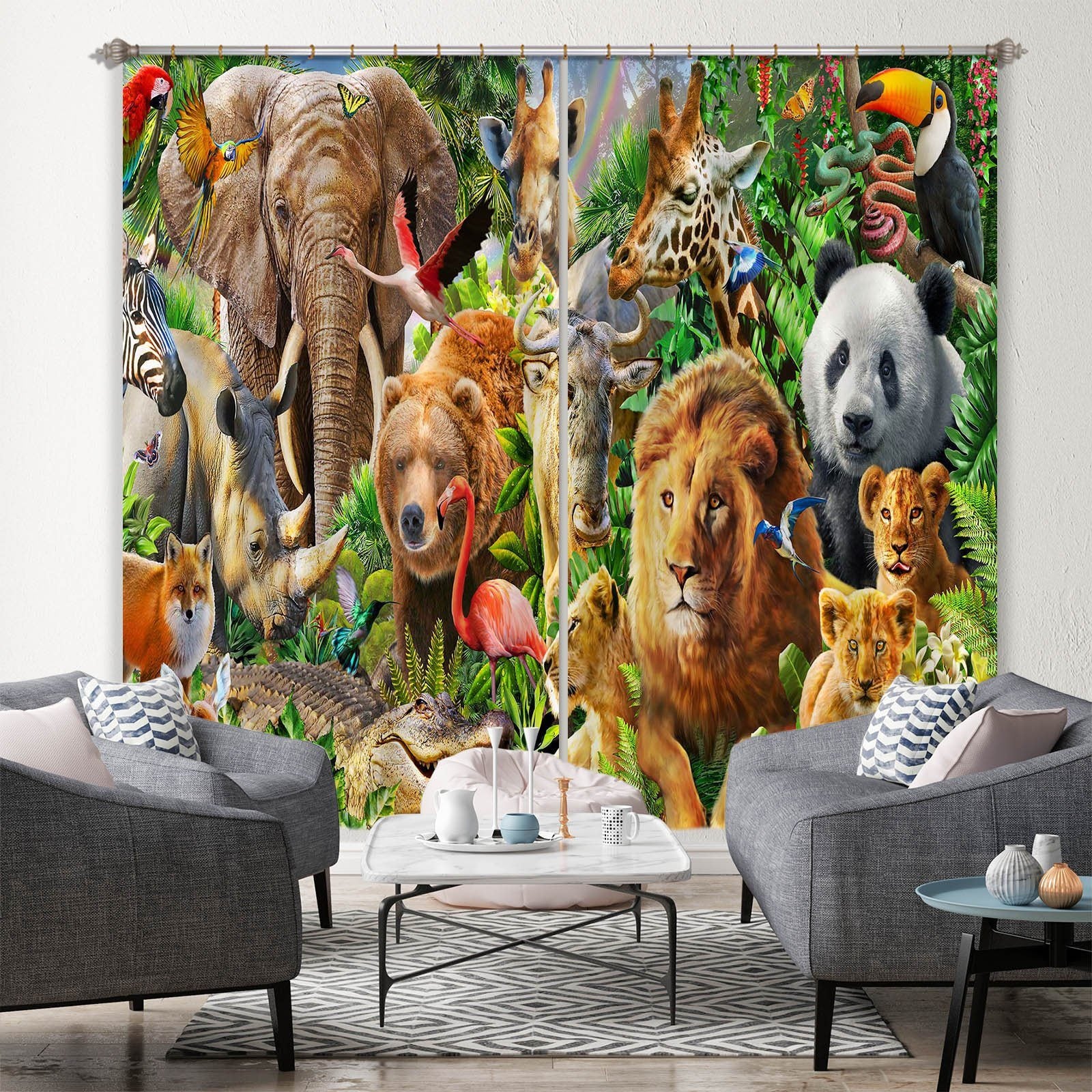3D Animal World 064 Adrian Chesterman Curtain Curtains Drapes Curtains AJ Creativity Home