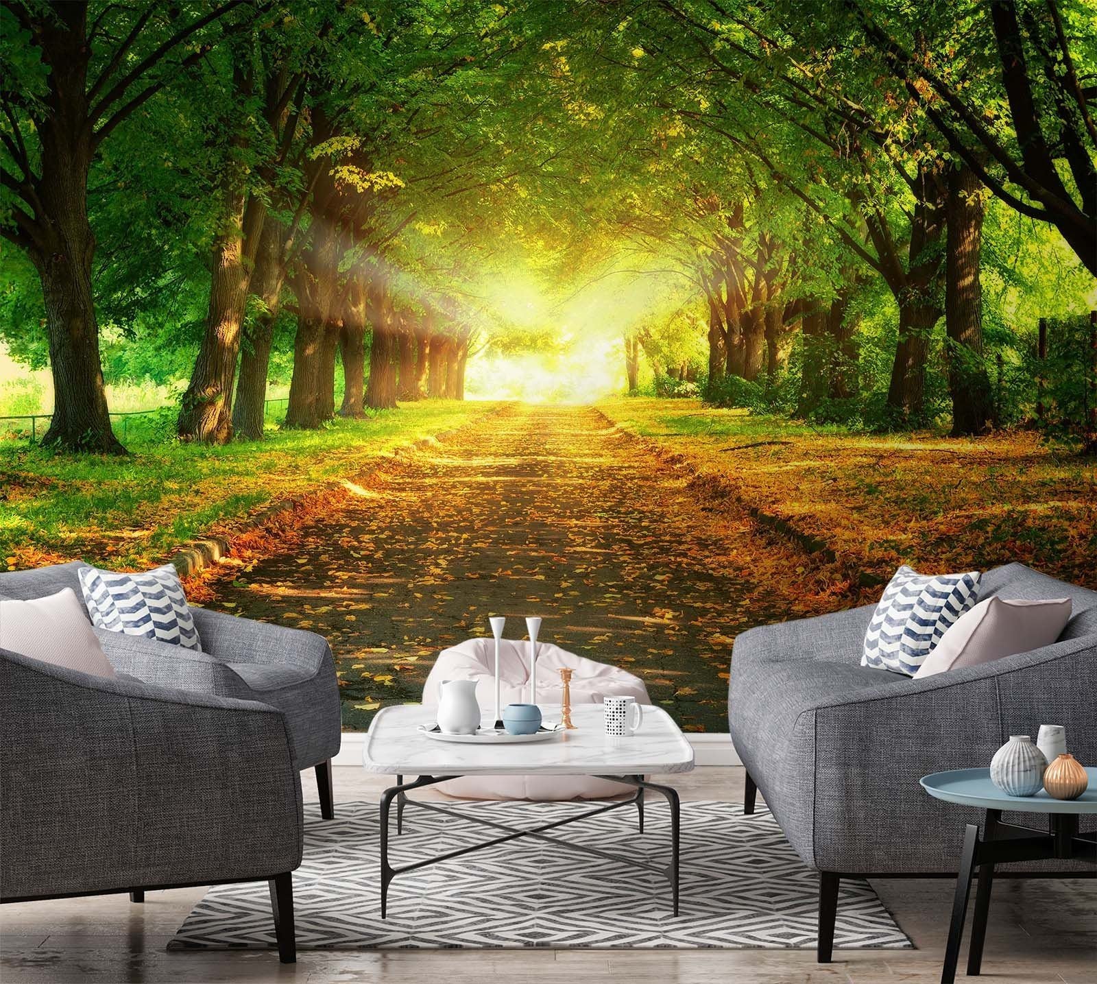 3D Avenue Tree 016 Wall Murals Wallpaper AJ Wallpaper 2