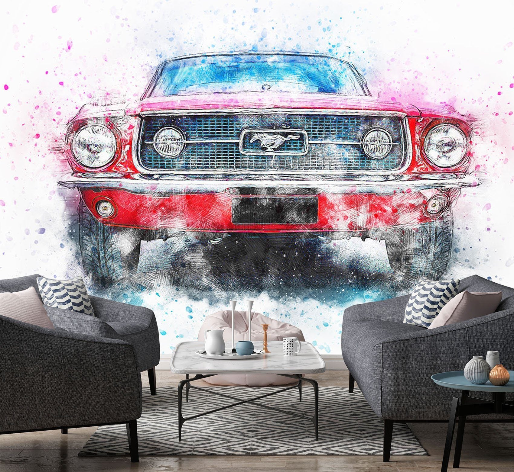 3D Foggy Car Light 951 Vehicle Wall Murals Wallpaper AJ Wallpaper 2