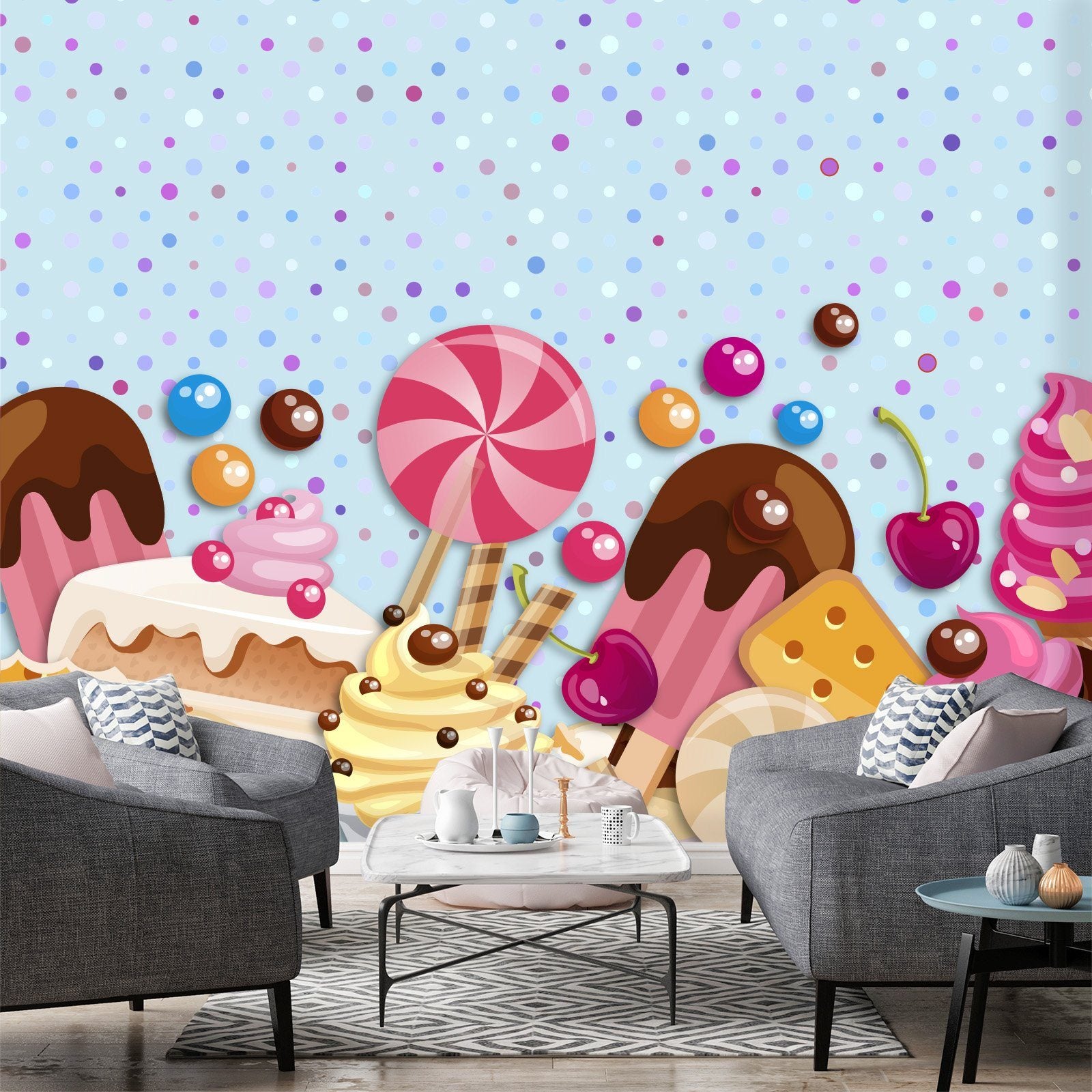 3D Pink Candy Ice Cream 264 Wallpaper AJ Wallpaper 2