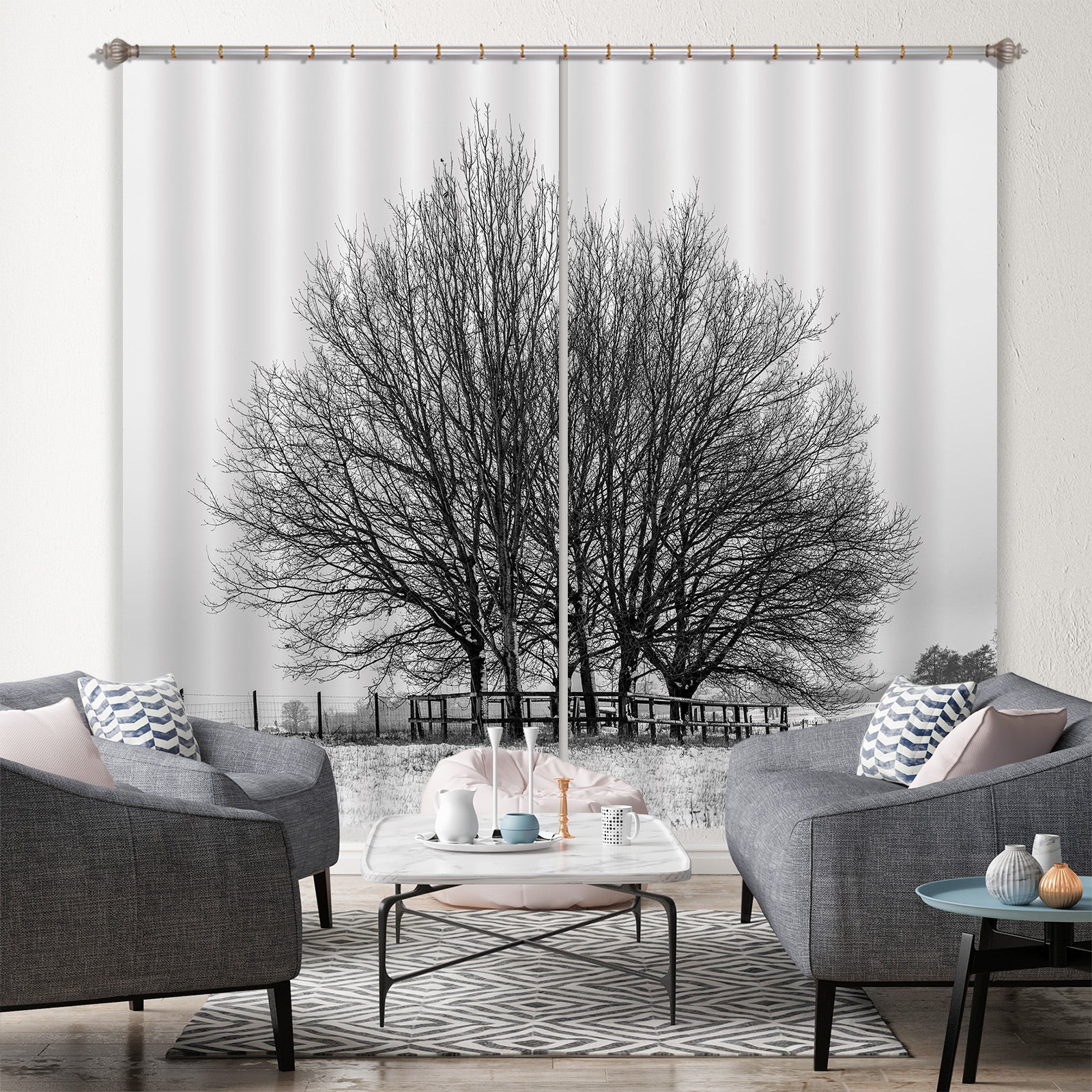 3D Black Tree 052 Assaf Frank Curtain Curtains Drapes