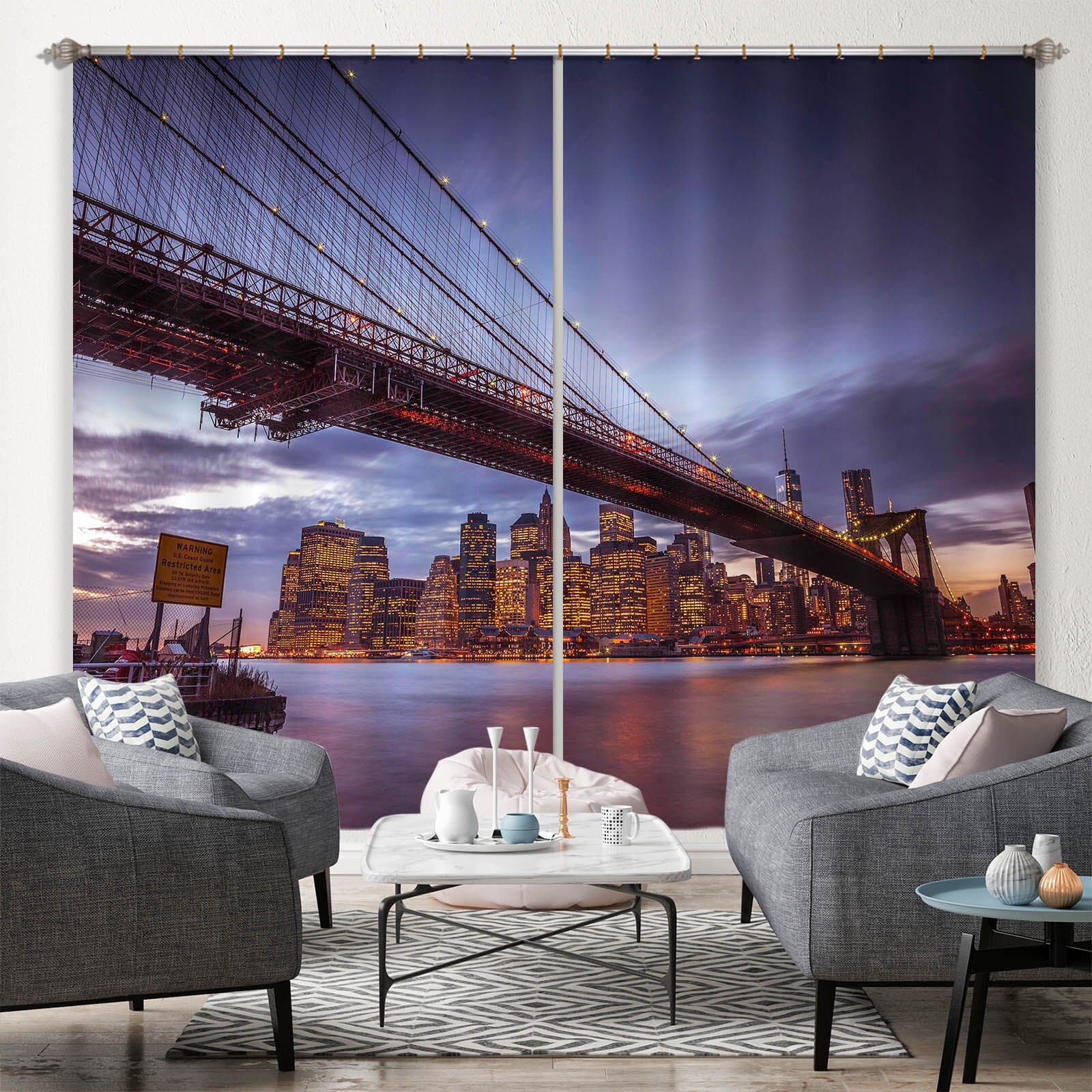 3D River Bridge 218 Assaf Frank Curtain Curtains Drapes Curtains AJ Creativity Home