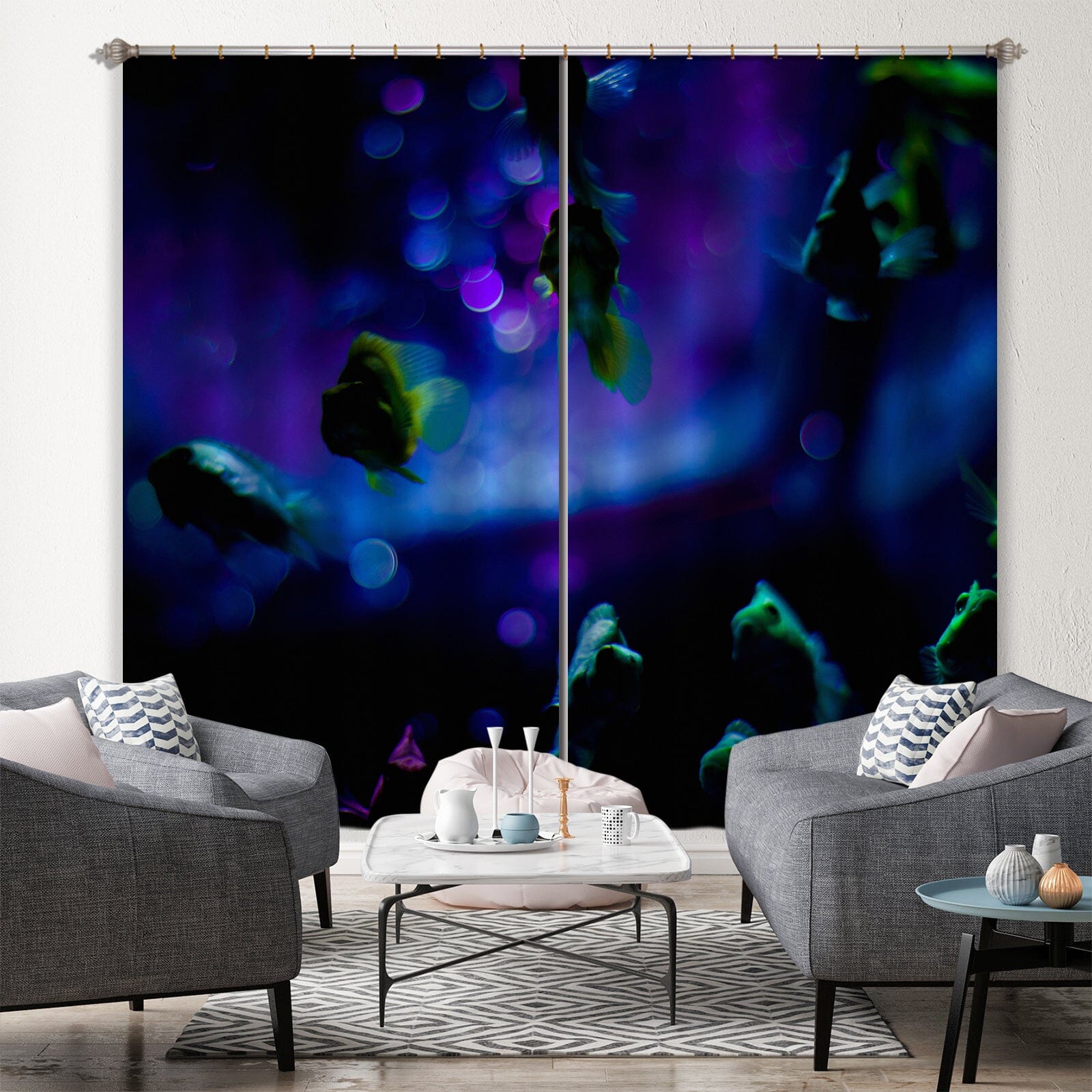 3D Purple Flowers 041 Noirblanc777 Curtain Curtains Drapes Curtains AJ Creativity Home