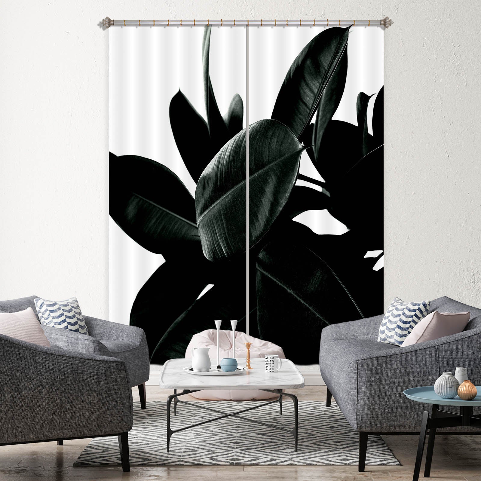 3D Leaf Shadow 1140 Boris Draschoff Curtain Curtains Drapes