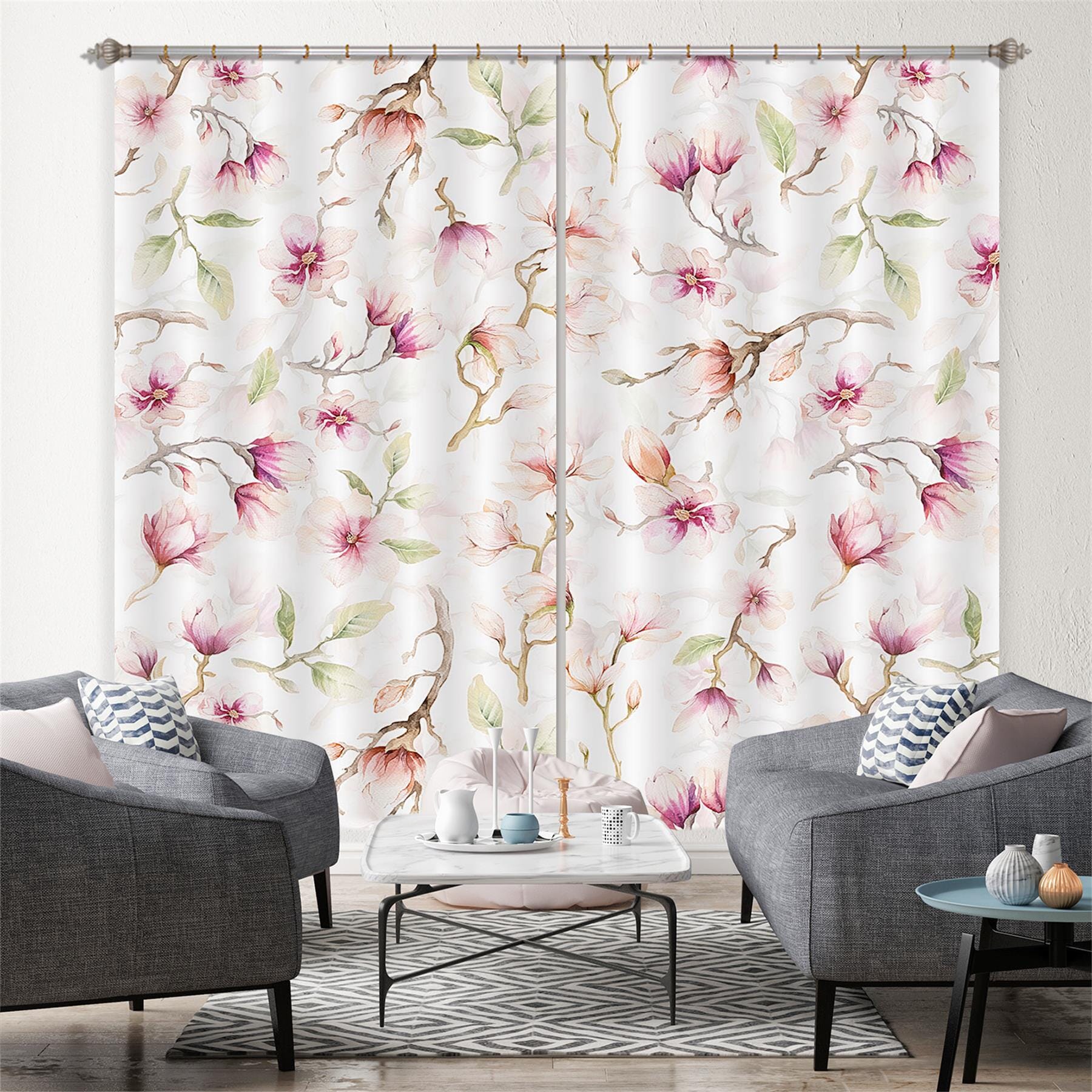 3D Flower Branch 247 Uta Naumann Curtain Curtains Drapes Curtains AJ Creativity Home