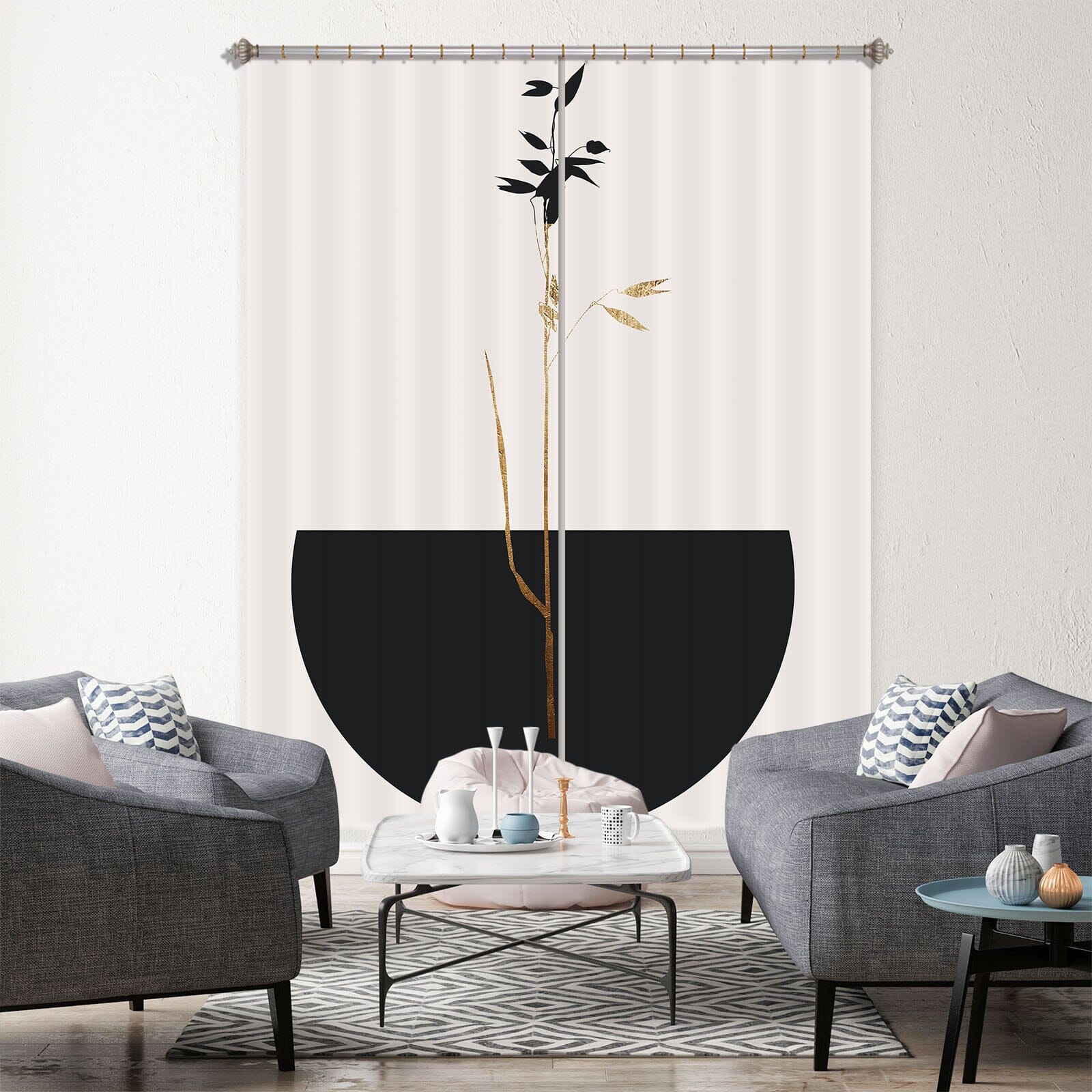 3D Black Bamboo Leaves 1096 Boris Draschoff Curtain Curtains Drapes Curtains AJ Creativity Home
