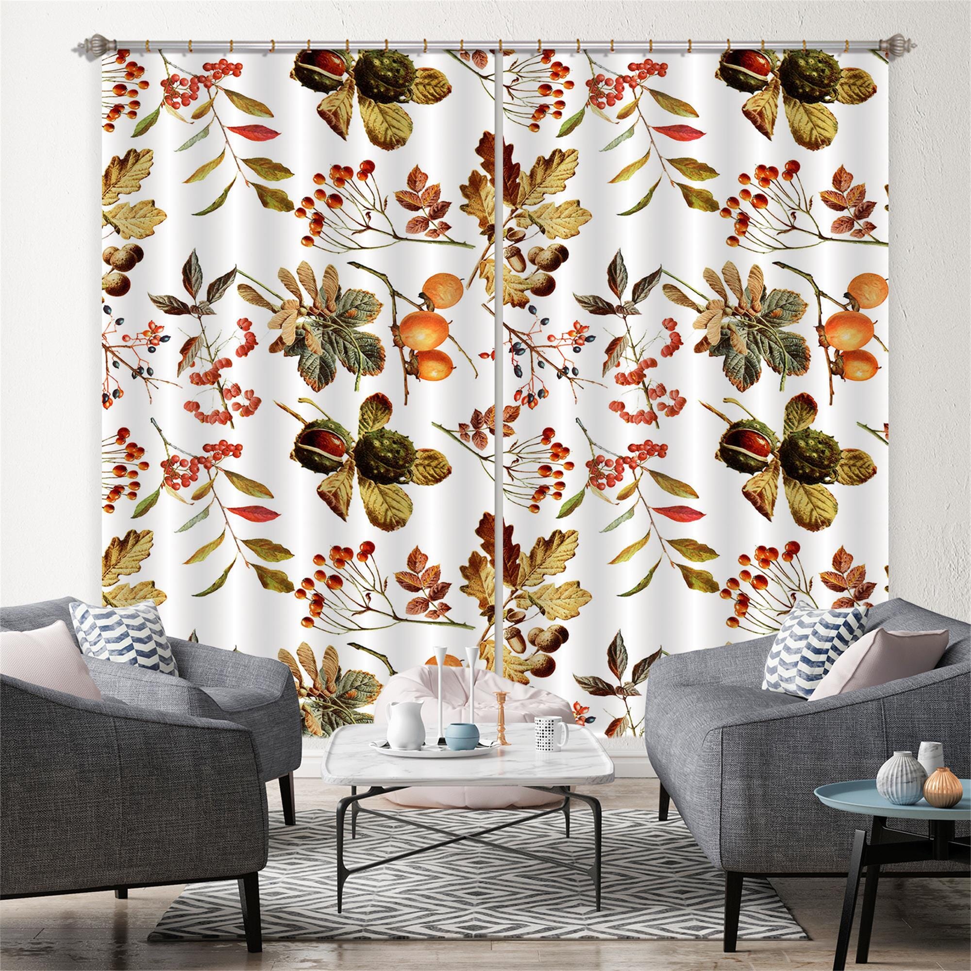 3D Fruit Leaves 263 Uta Naumann Curtain Curtains Drapes Curtains AJ Creativity Home