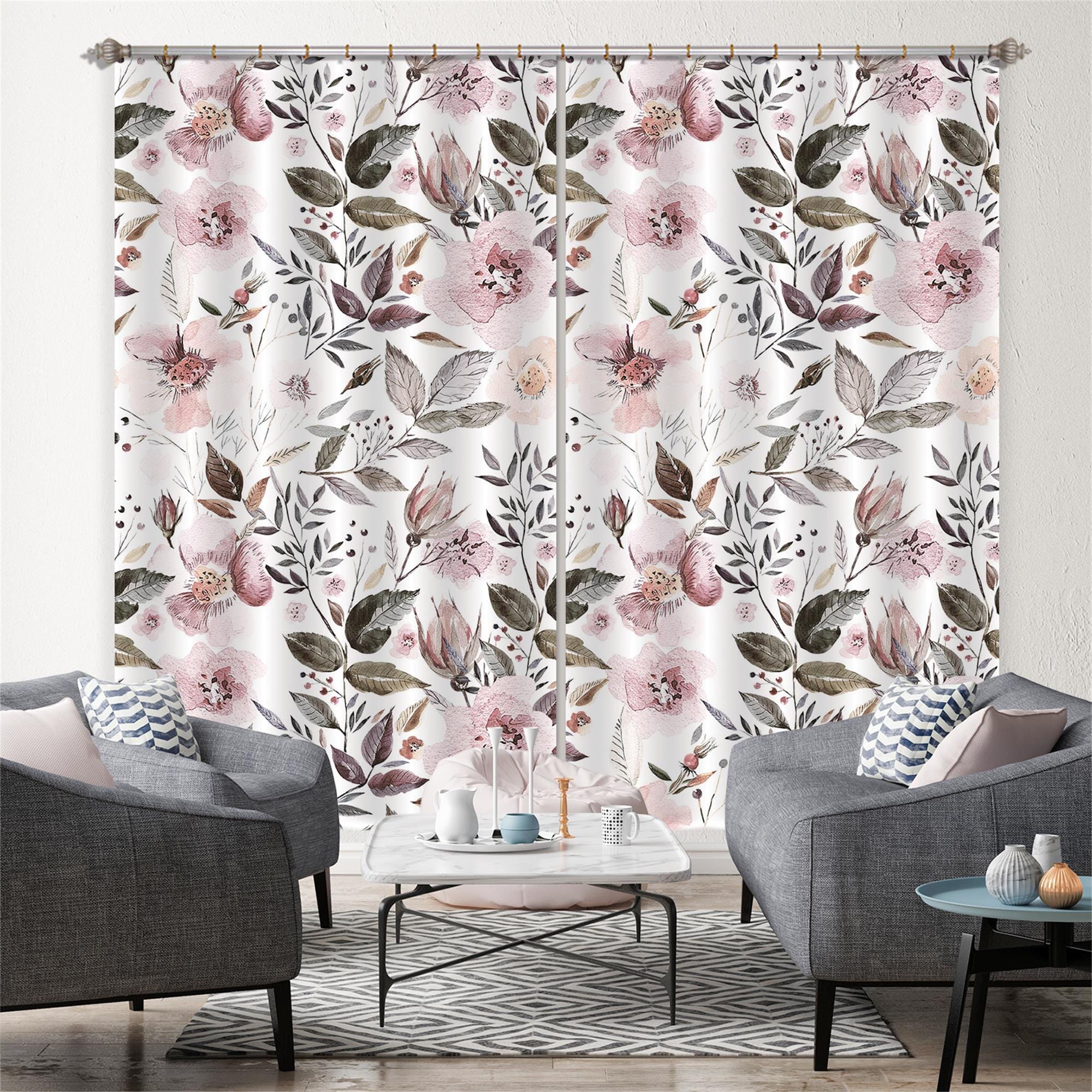 3D Pink Flower 218 Uta Naumann Curtain Curtains Drapes Curtains AJ Creativity Home