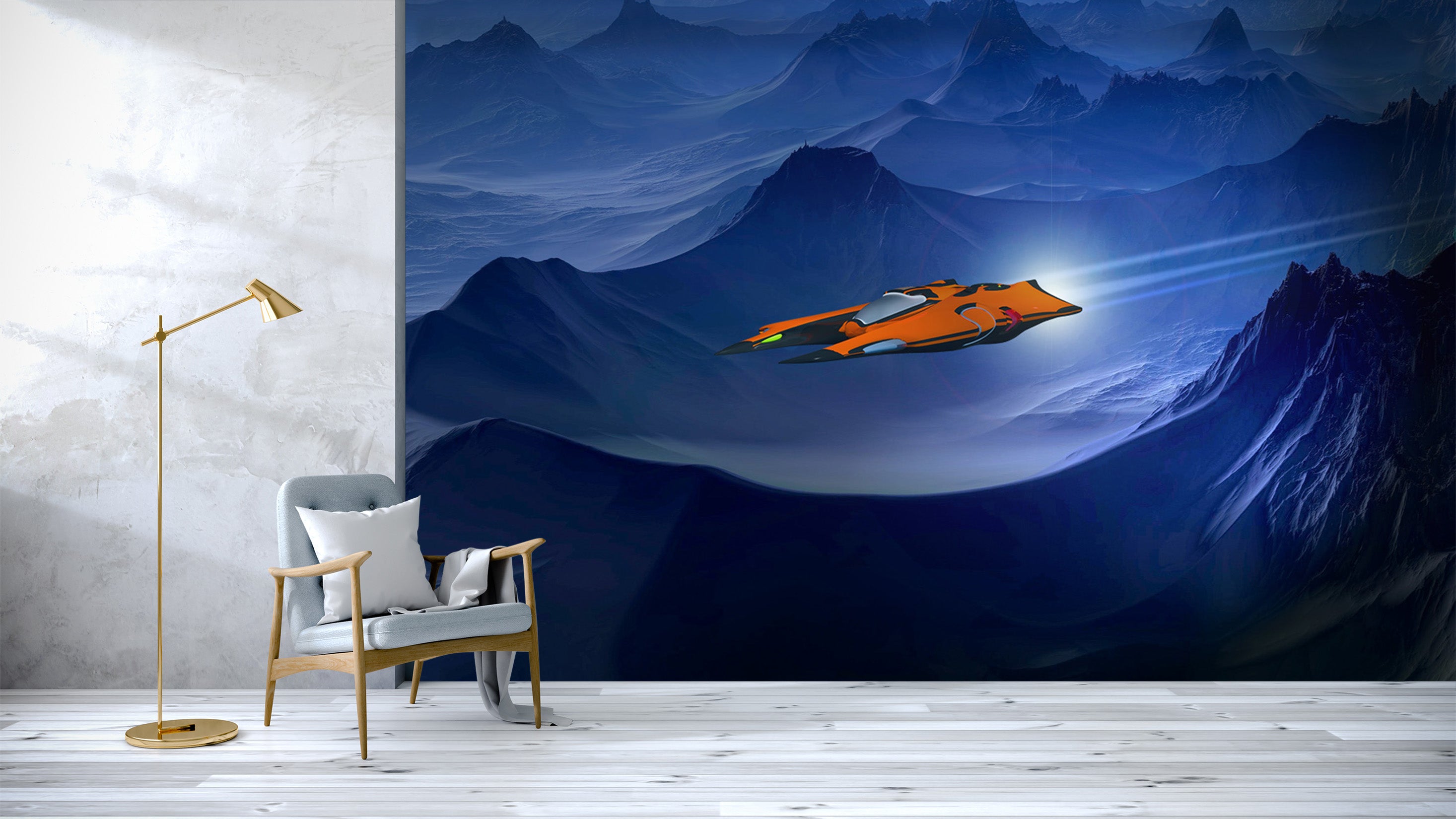 3D Spaceship Mountain 211 Vehicle Wall Murals