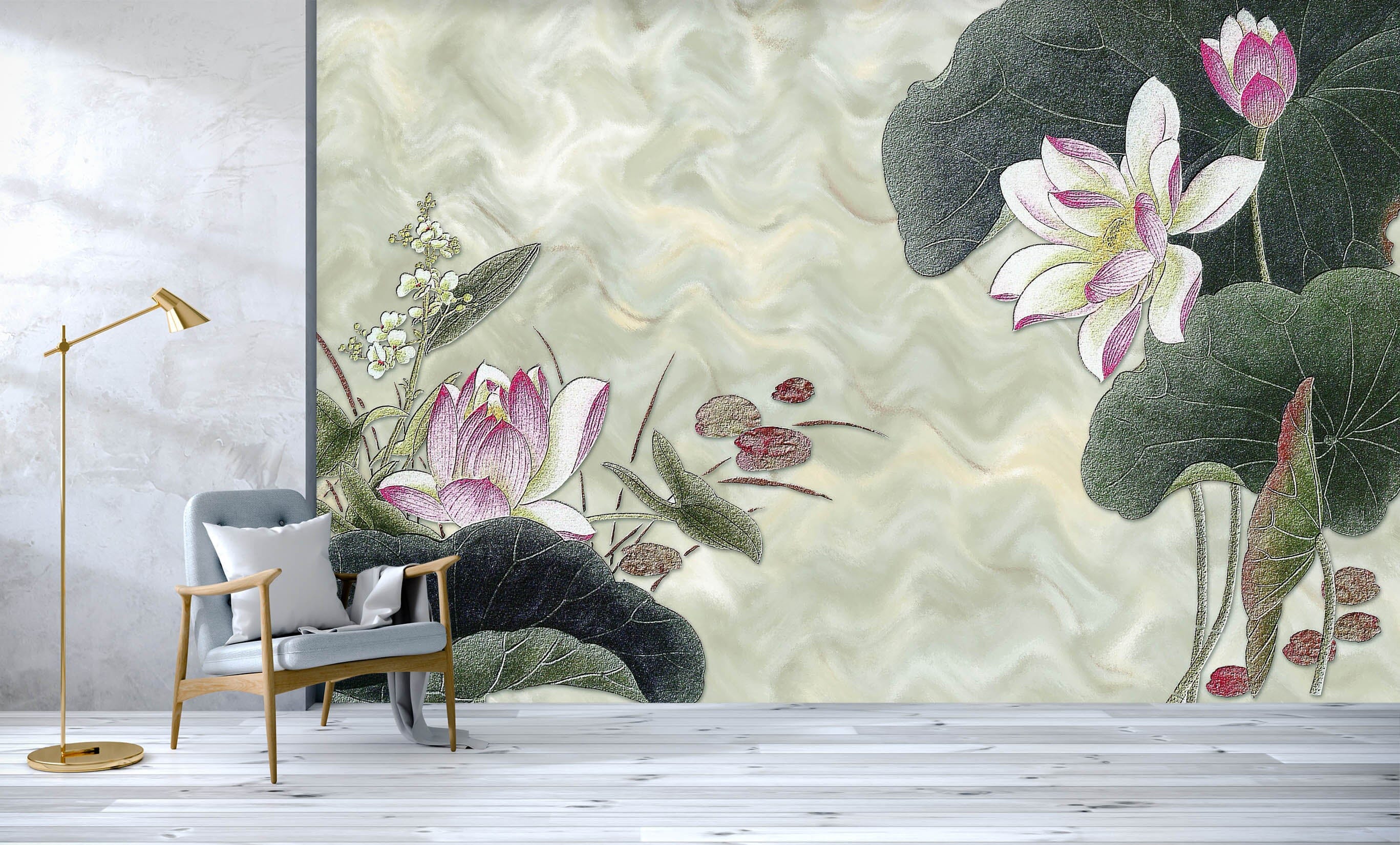 3D Lotus Leaf 1486 Wall Murals Wallpaper AJ Wallpaper 2