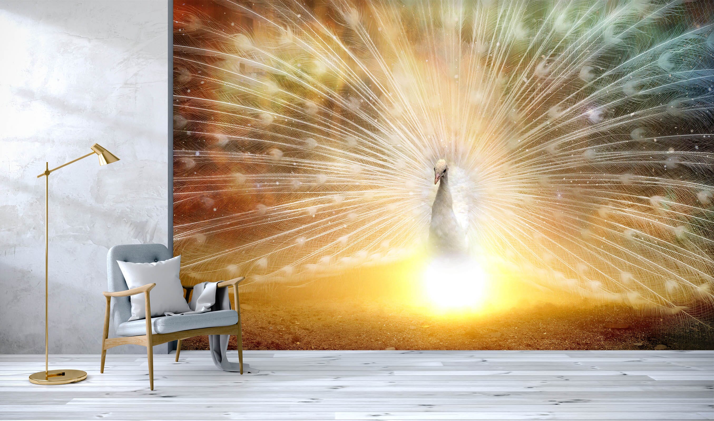 3D Sunshine Peacock 418 Wall Murals Wallpaper AJ Wallpaper 2