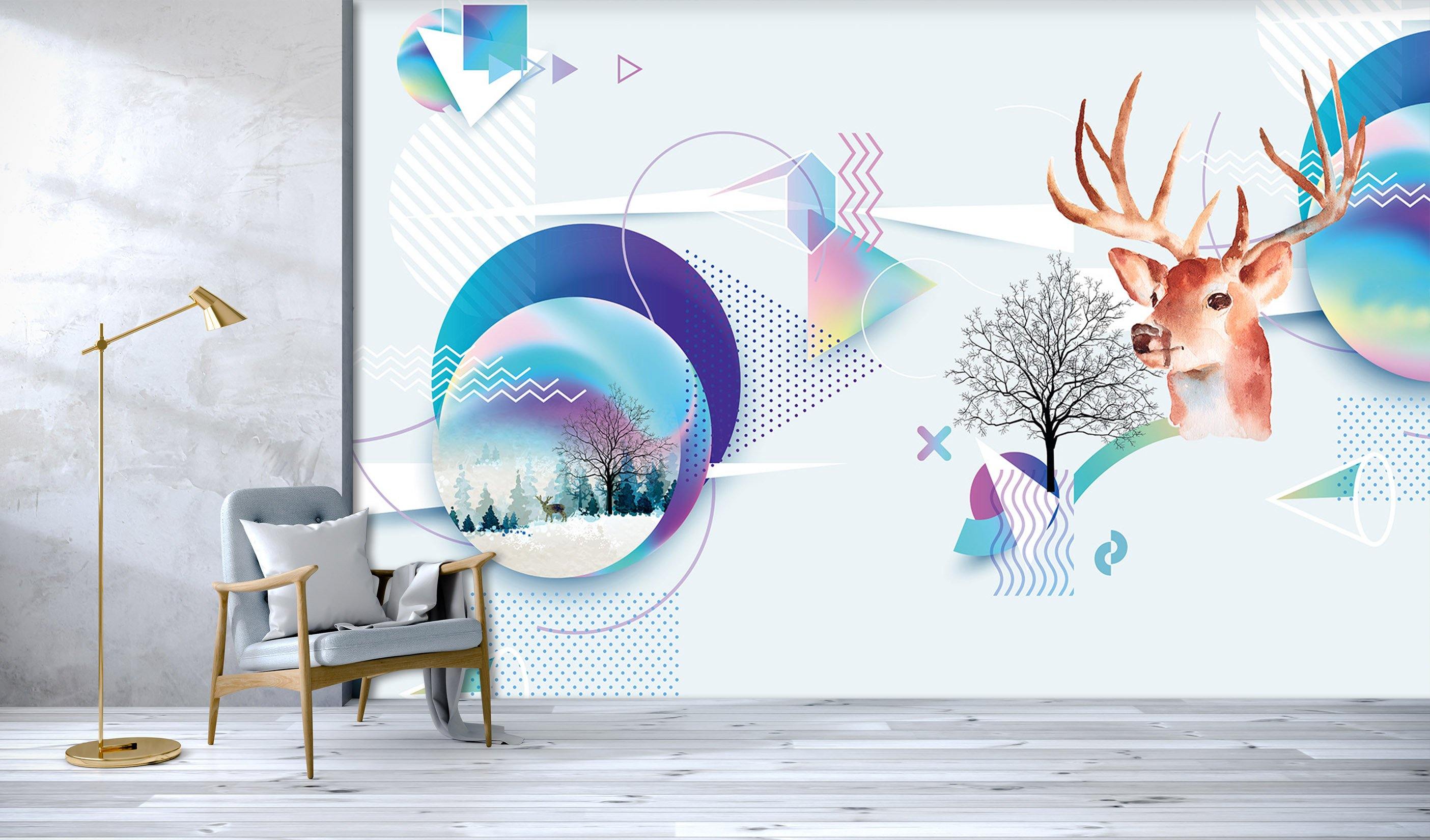 3D Deer Head Solid Triangle 551 Wallpaper AJ Wallpaper 2