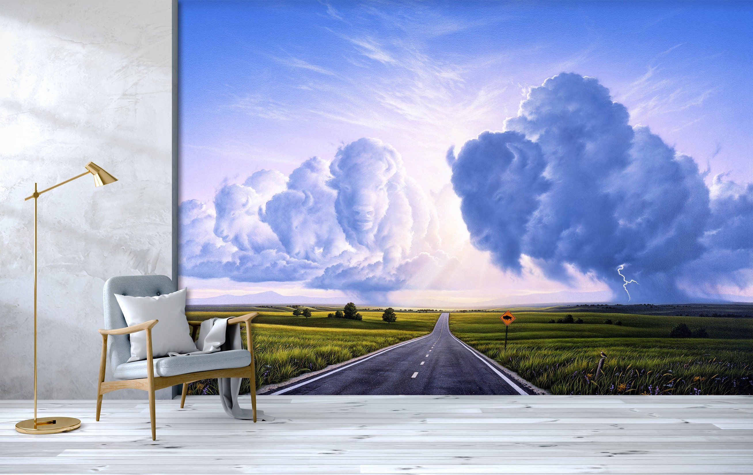 3D Buffalo Crossing 102 Jerry LoFaro Wall Mural Wall Murals Wallpaper AJ Wallpaper 2