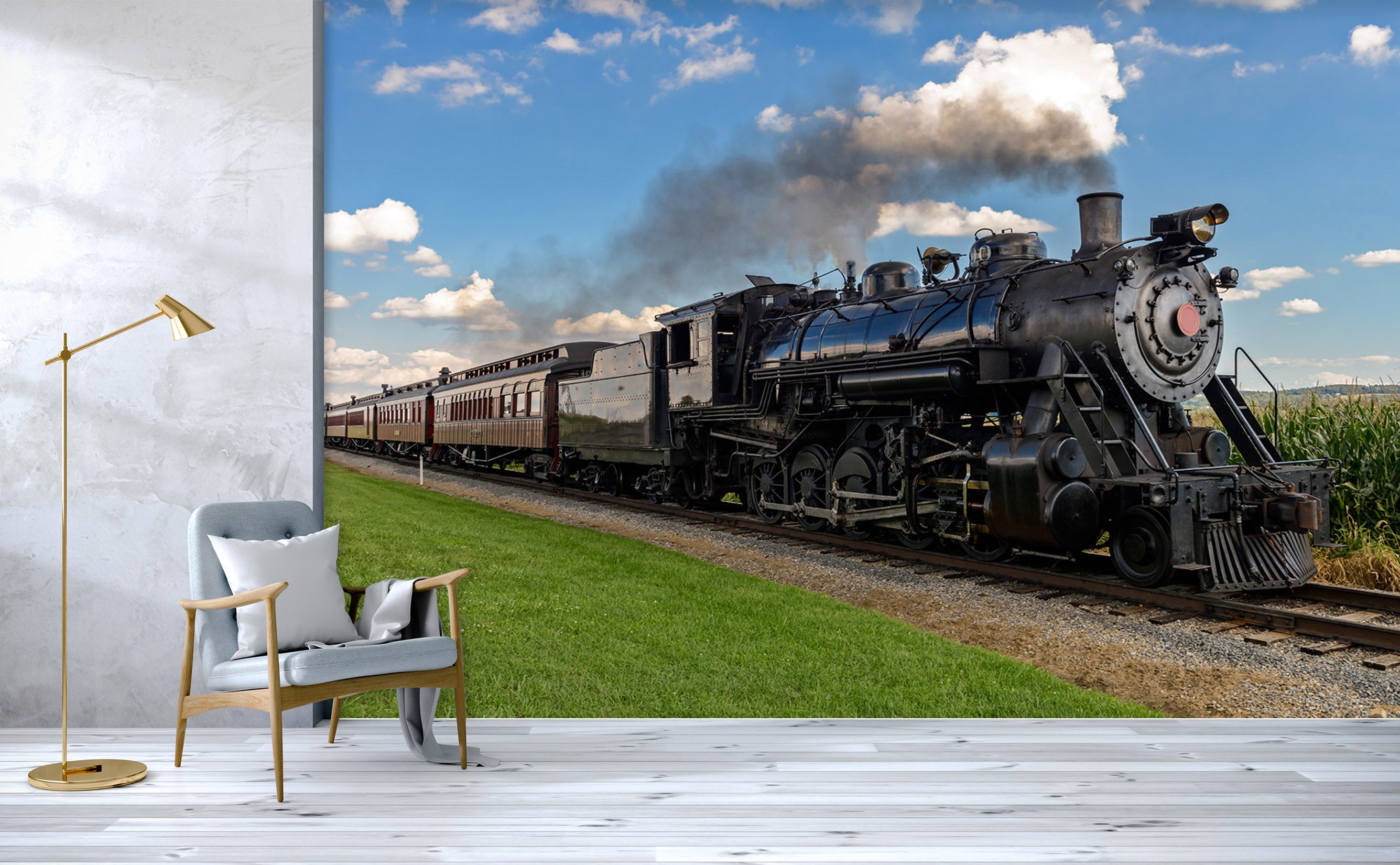 3D Train Head Smoke 171 Vehicle Wall Murals