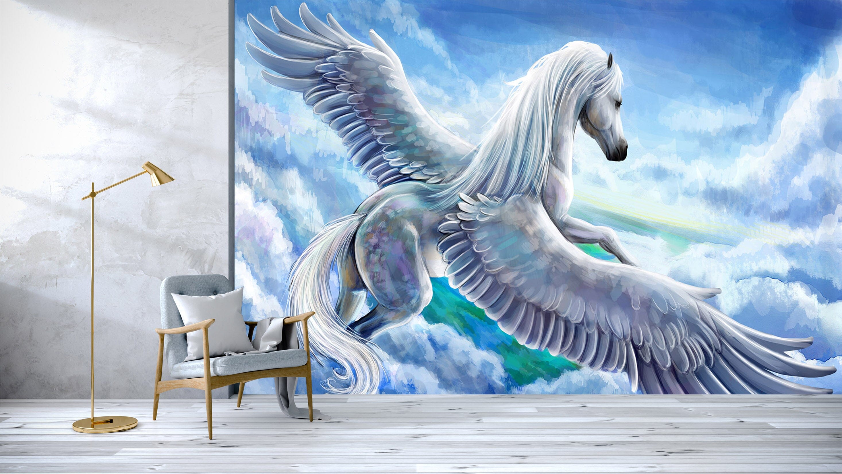 3D White Pegasus 317 Wall Murals Wallpaper AJ Wallpaper 2
