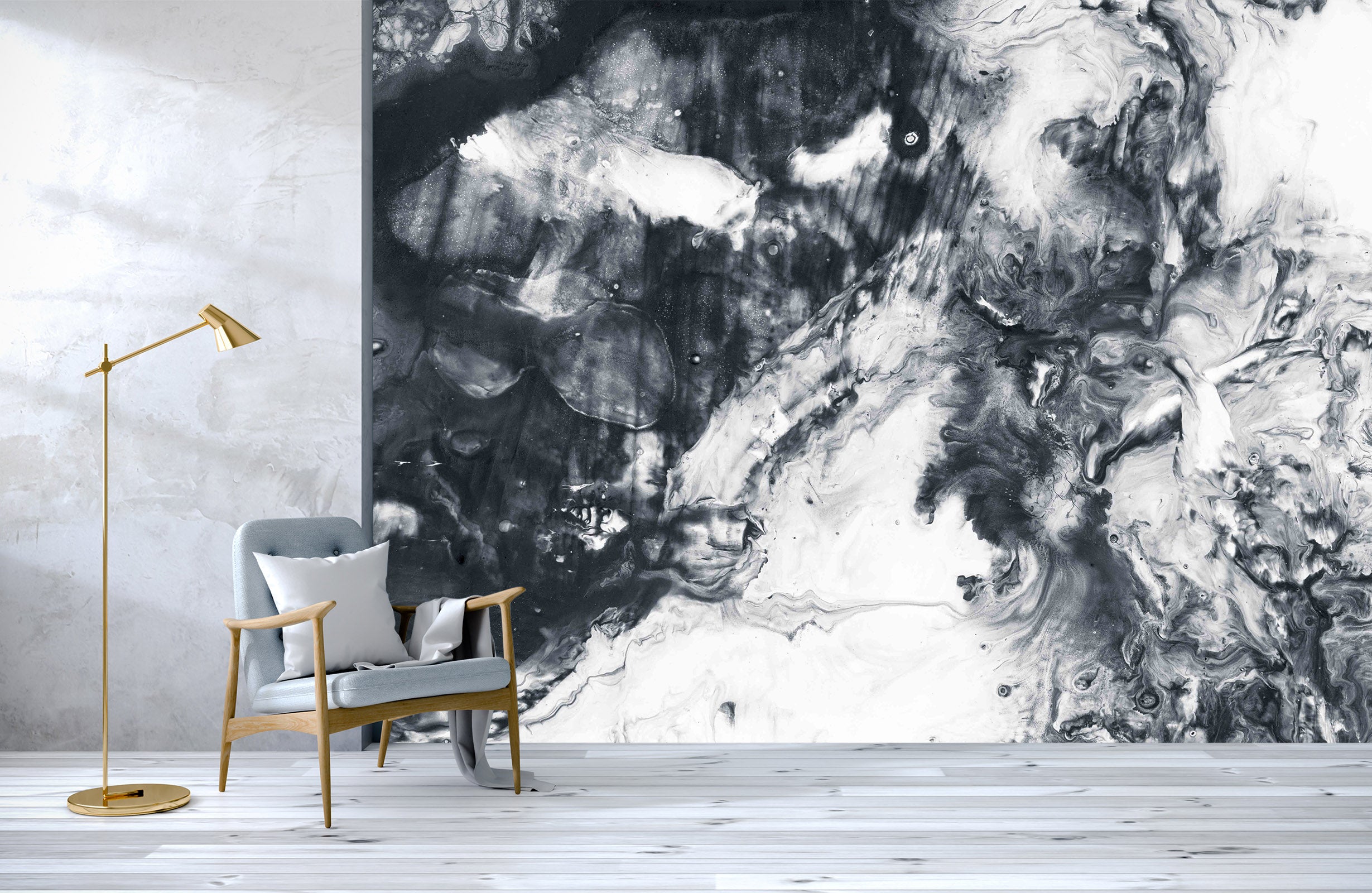 3D Black & White Abstract 285 Wall Murals