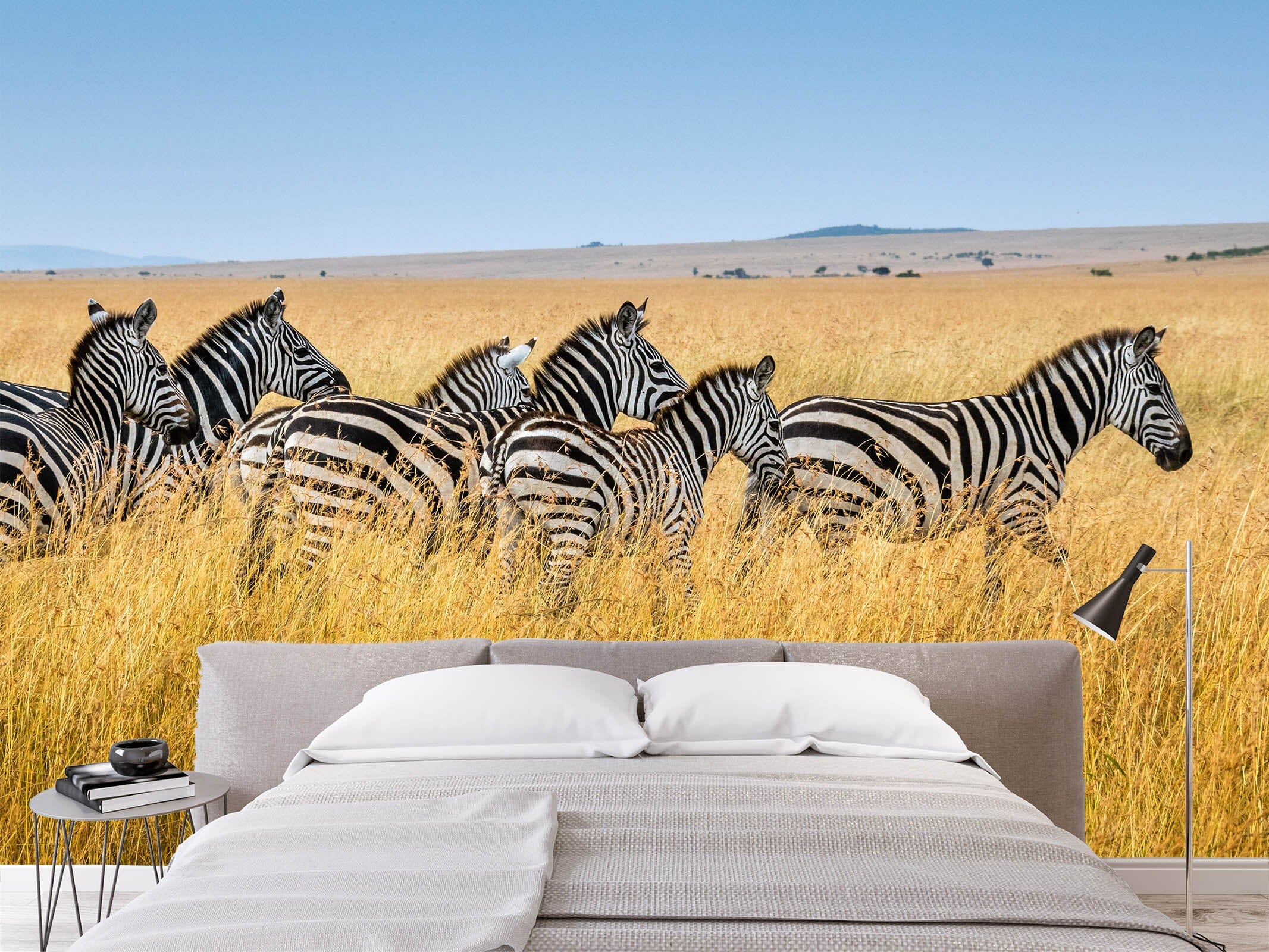 3D Grassland Zebra 420 Wall Murals Wallpaper AJ Wallpaper 2