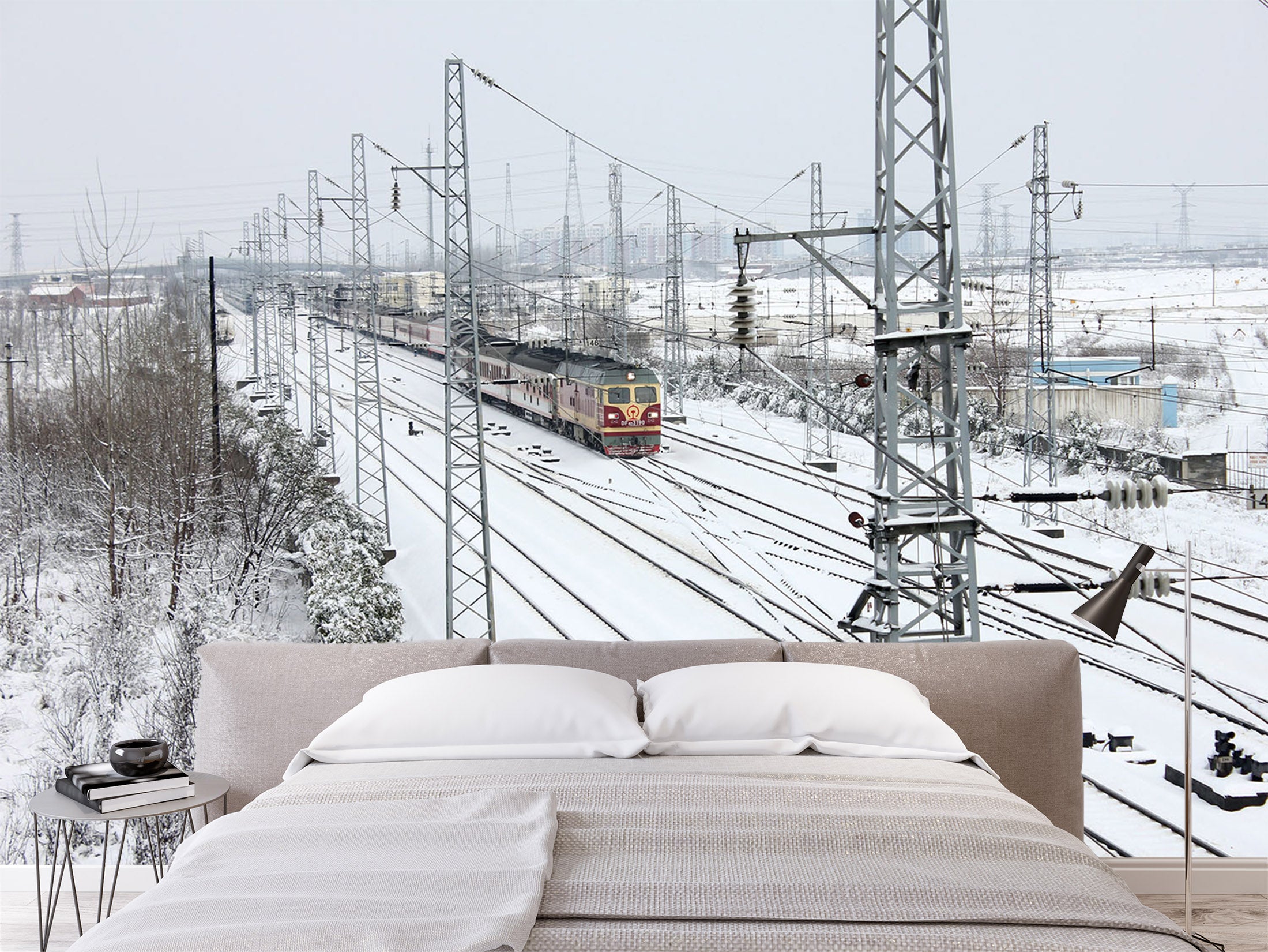 3D White Snow Train 066 Vehicle Wall Murals