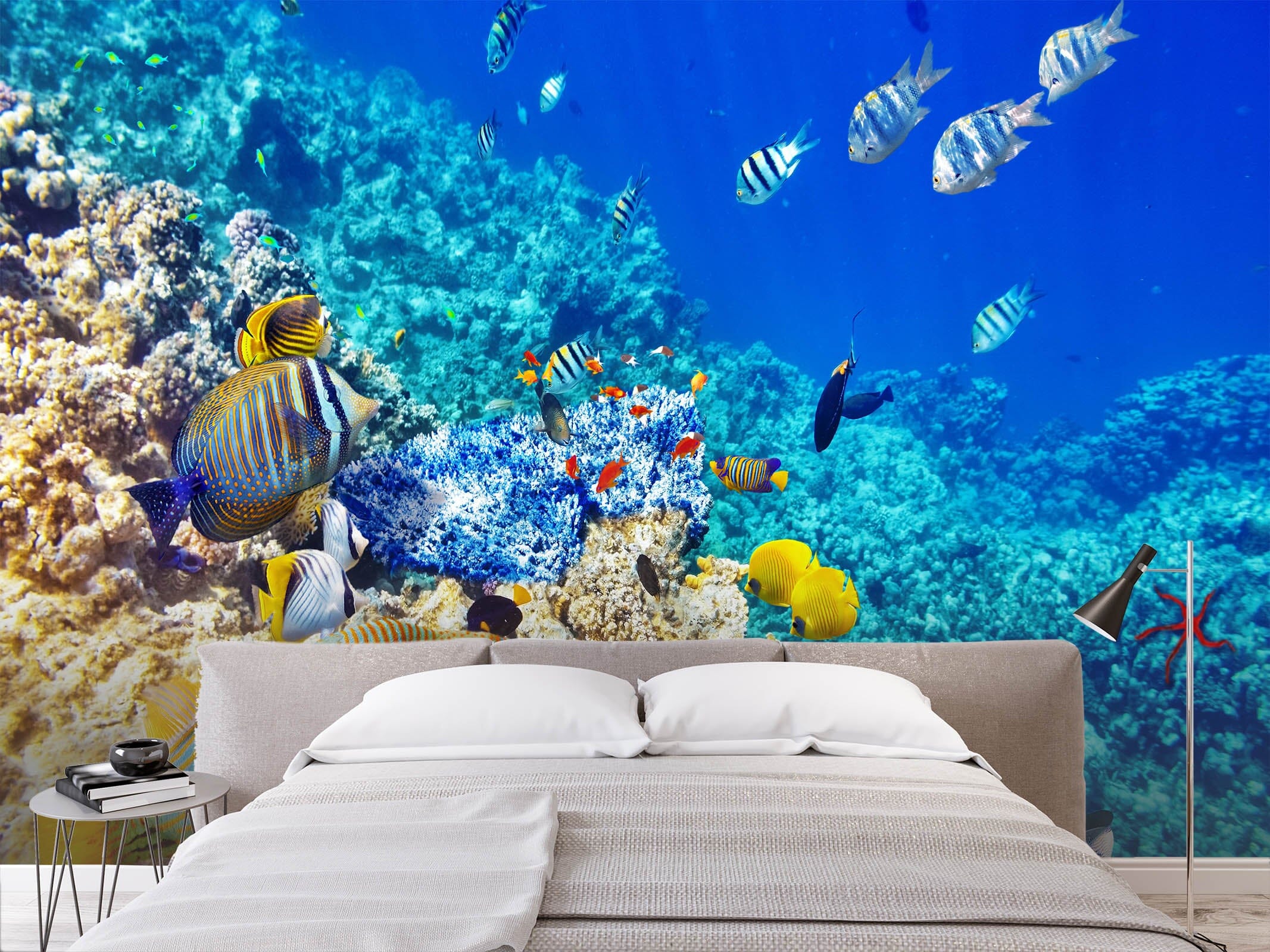 3D Blue Fish 362 Wall Murals Wallpaper AJ Wallpaper 2