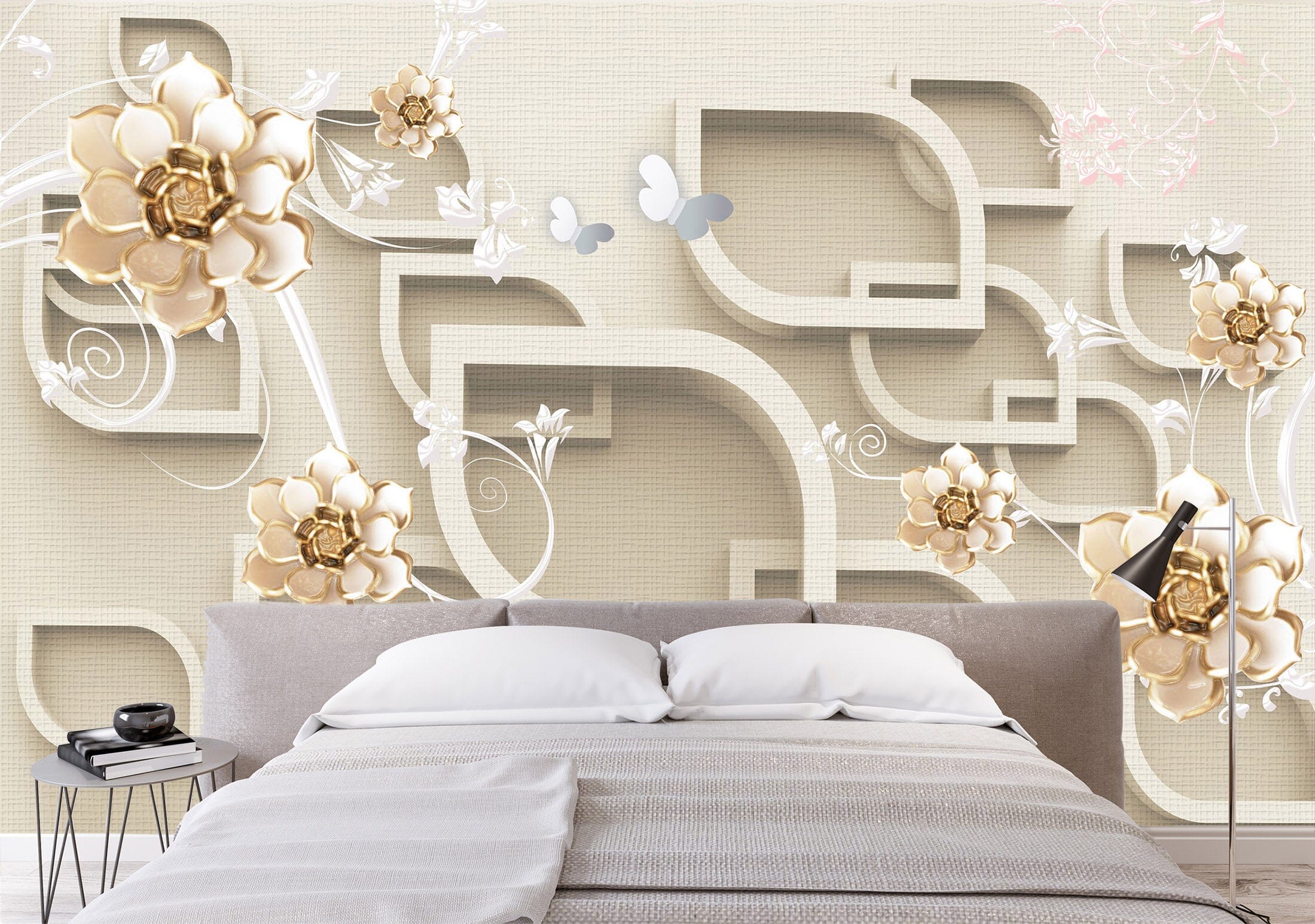 3D Leaf Flower 1518 Wall Murals Wallpaper AJ Wallpaper 2