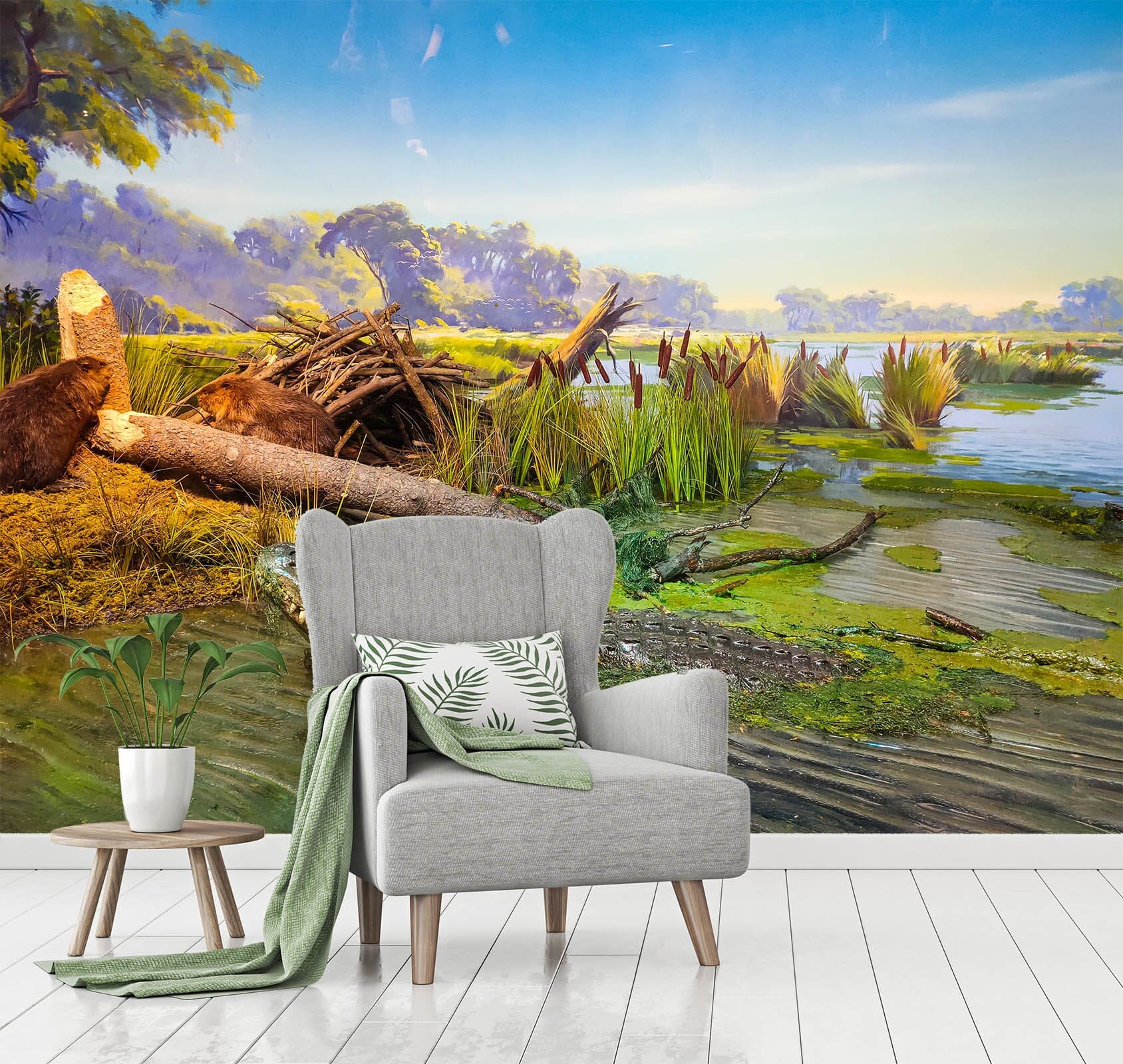 3D Crocodile River 426 Wall Murals Wallpaper AJ Wallpaper 2