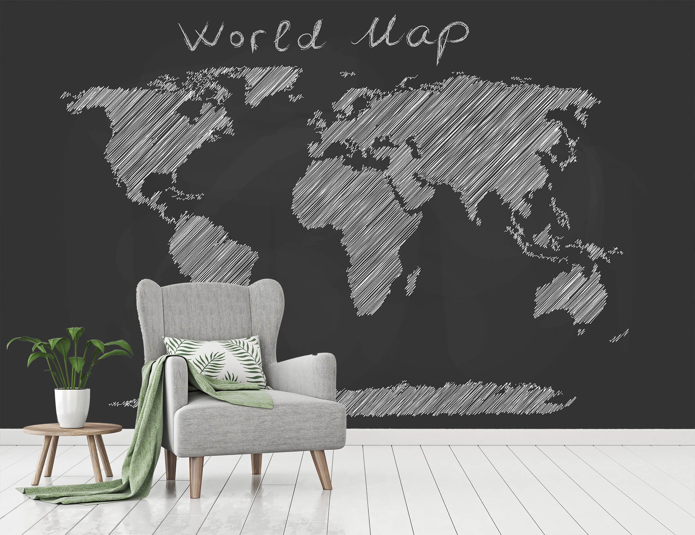 3D Sketch Art 2102 World Map Wall Murals Wallpaper AJ Wallpaper 2