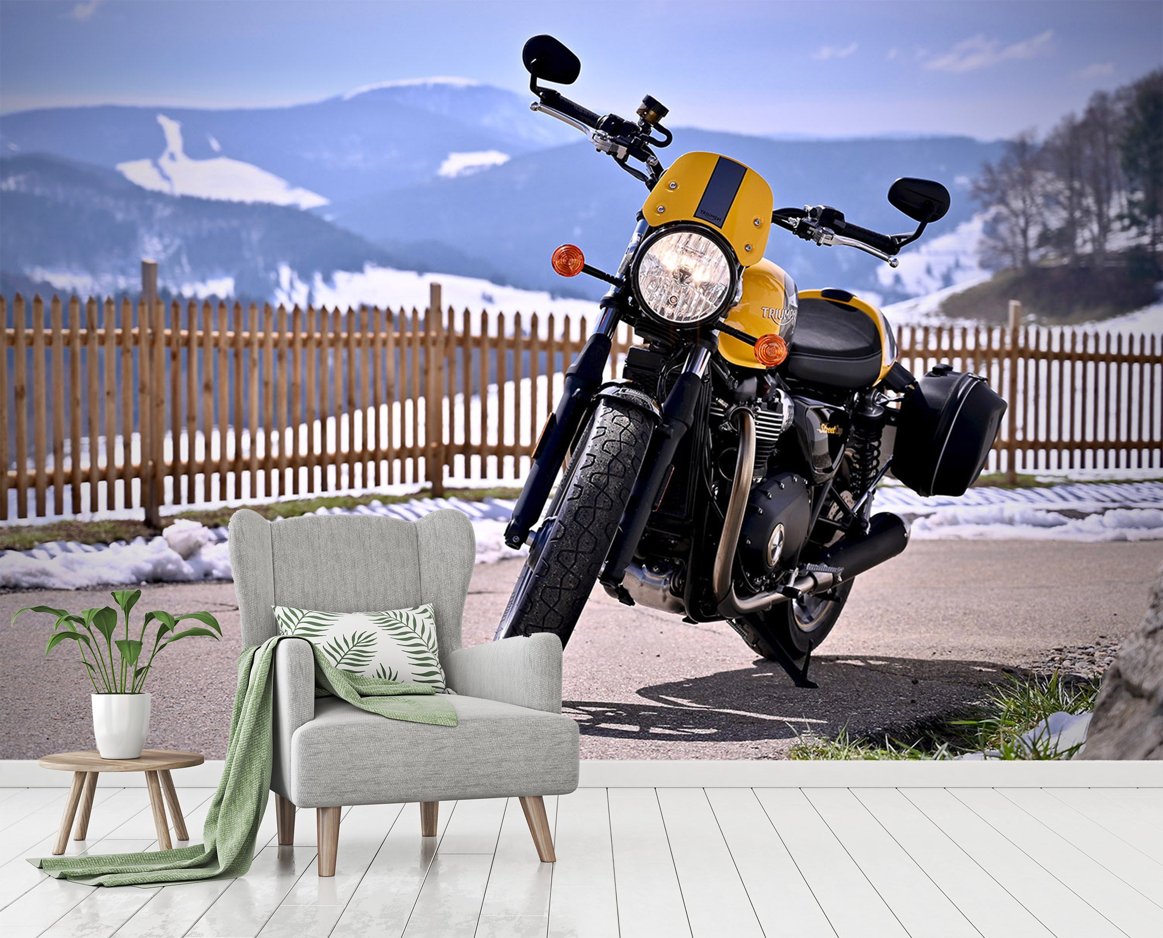 3D Motorcycle Snow 051 Vehicle Wall Murals