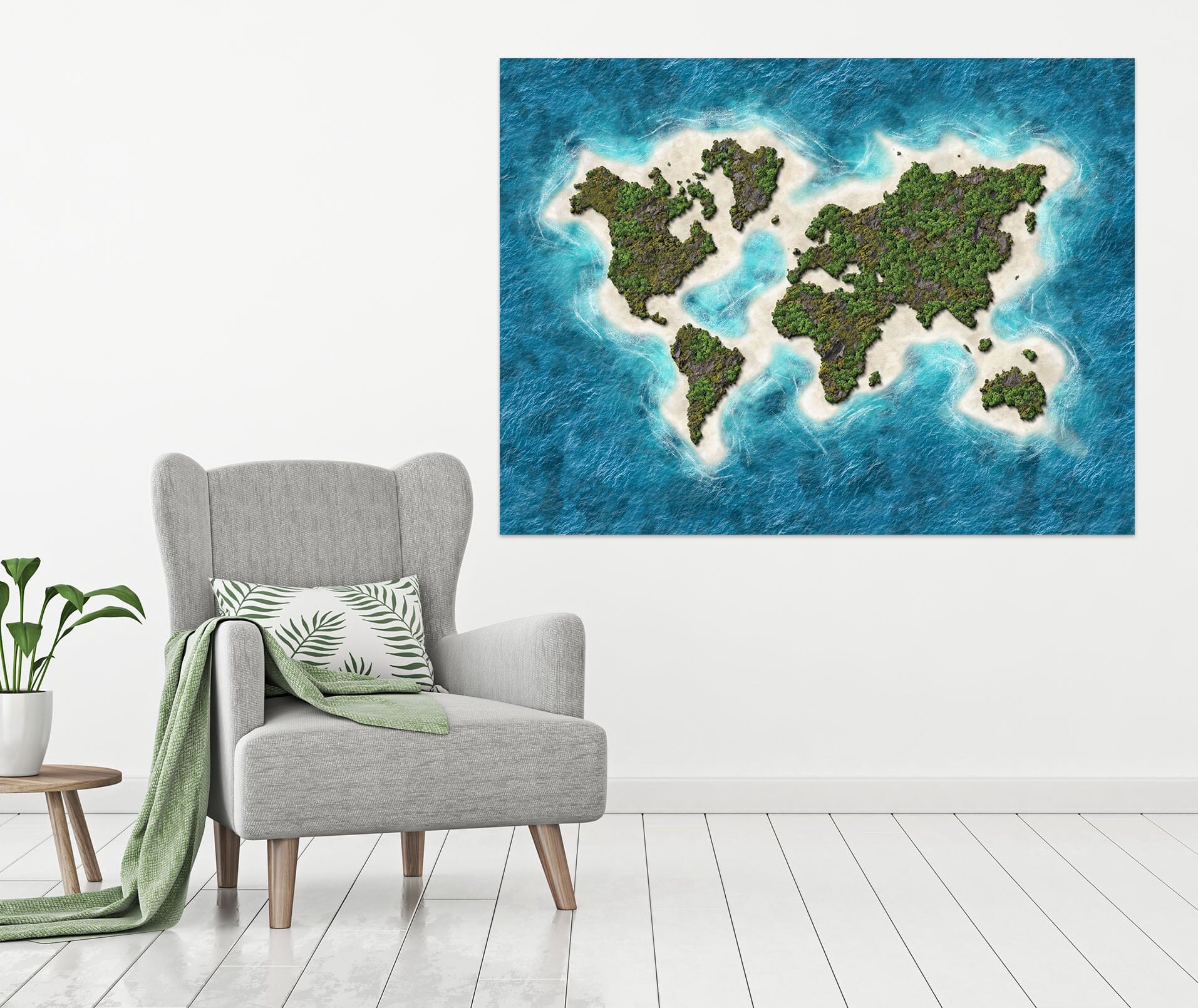3D Green Island 103 World Map Wall Sticker Wallpaper AJ Wallpaper 2