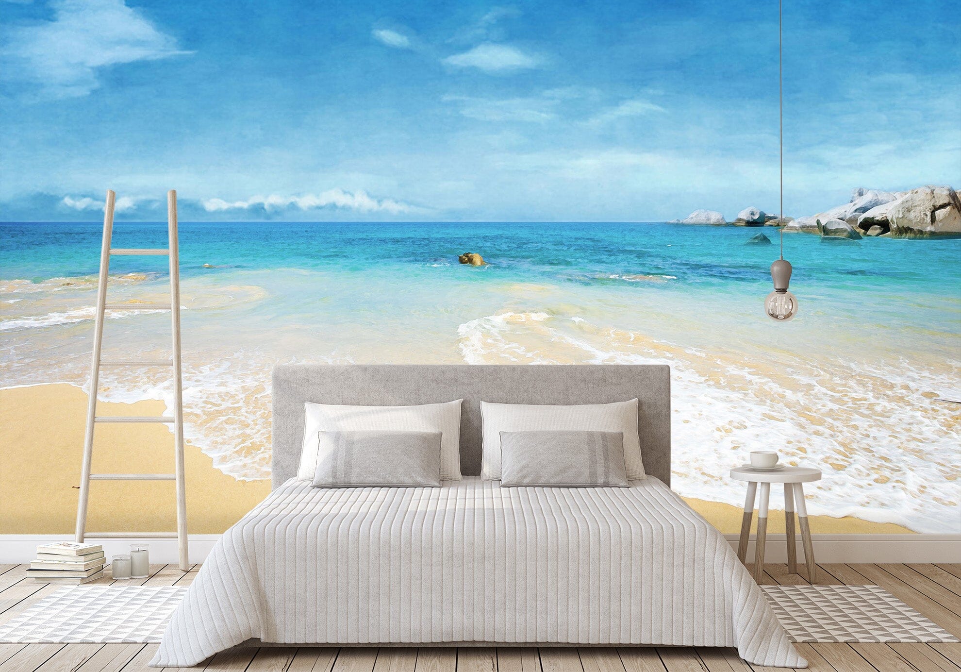 3D Watercolor Beach 067 Wall Murals Wallpaper AJ Wallpaper 2