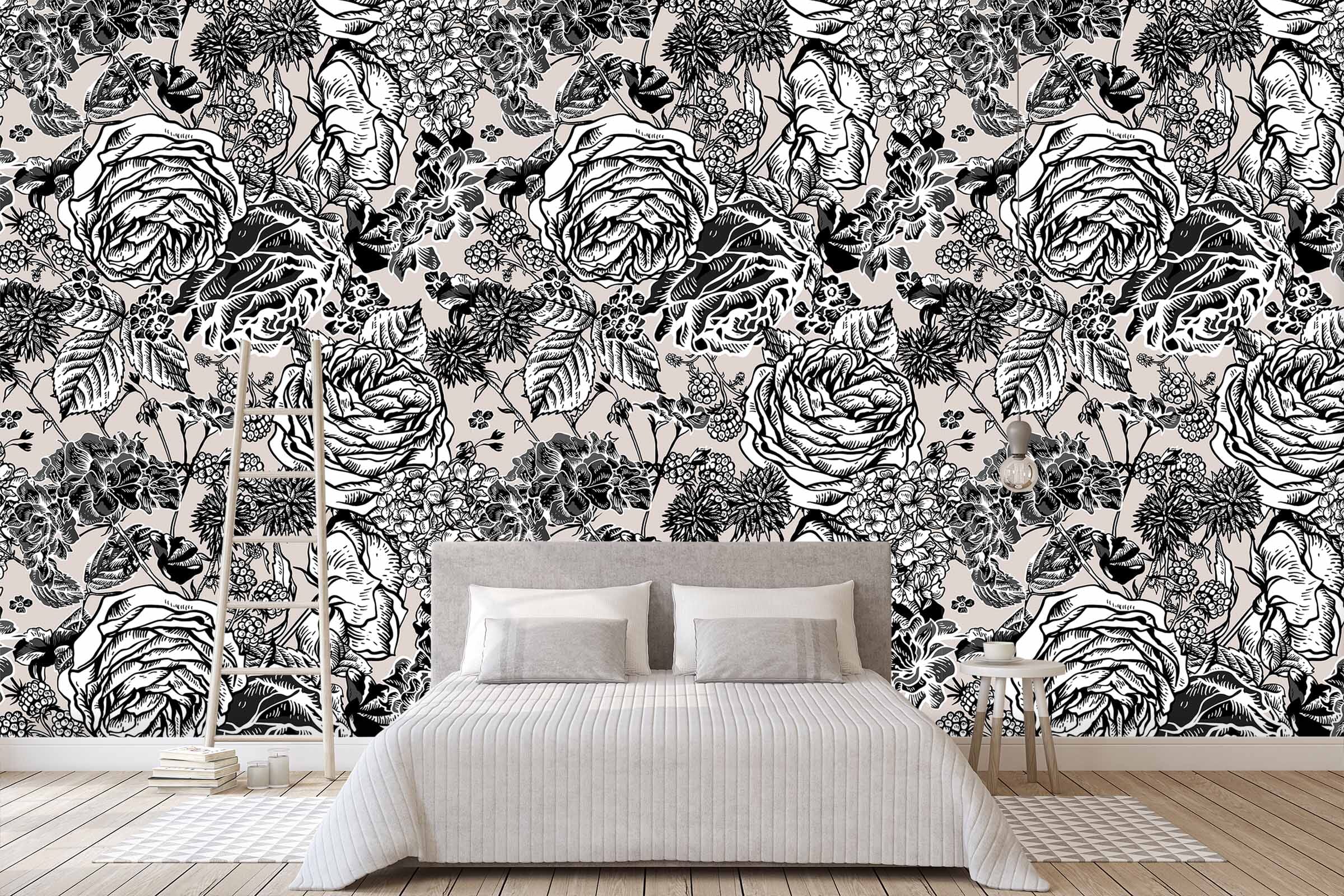 3D Doodle Peony Flower 55 Wall Murals Wallpaper AJ Wallpaper 2