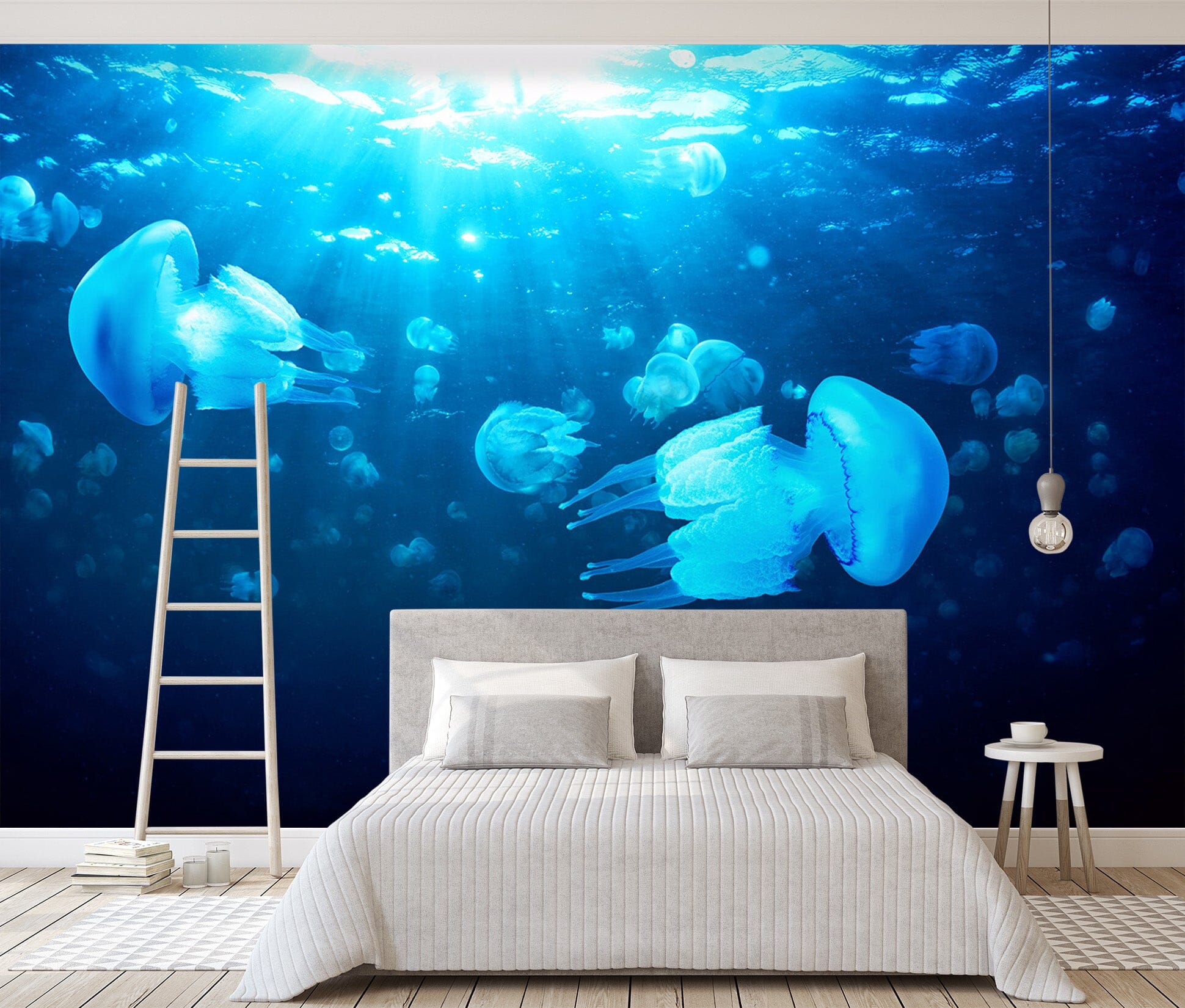 3D Blue Jellyfish 124 Wall Murals Wallpaper AJ Wallpaper 2