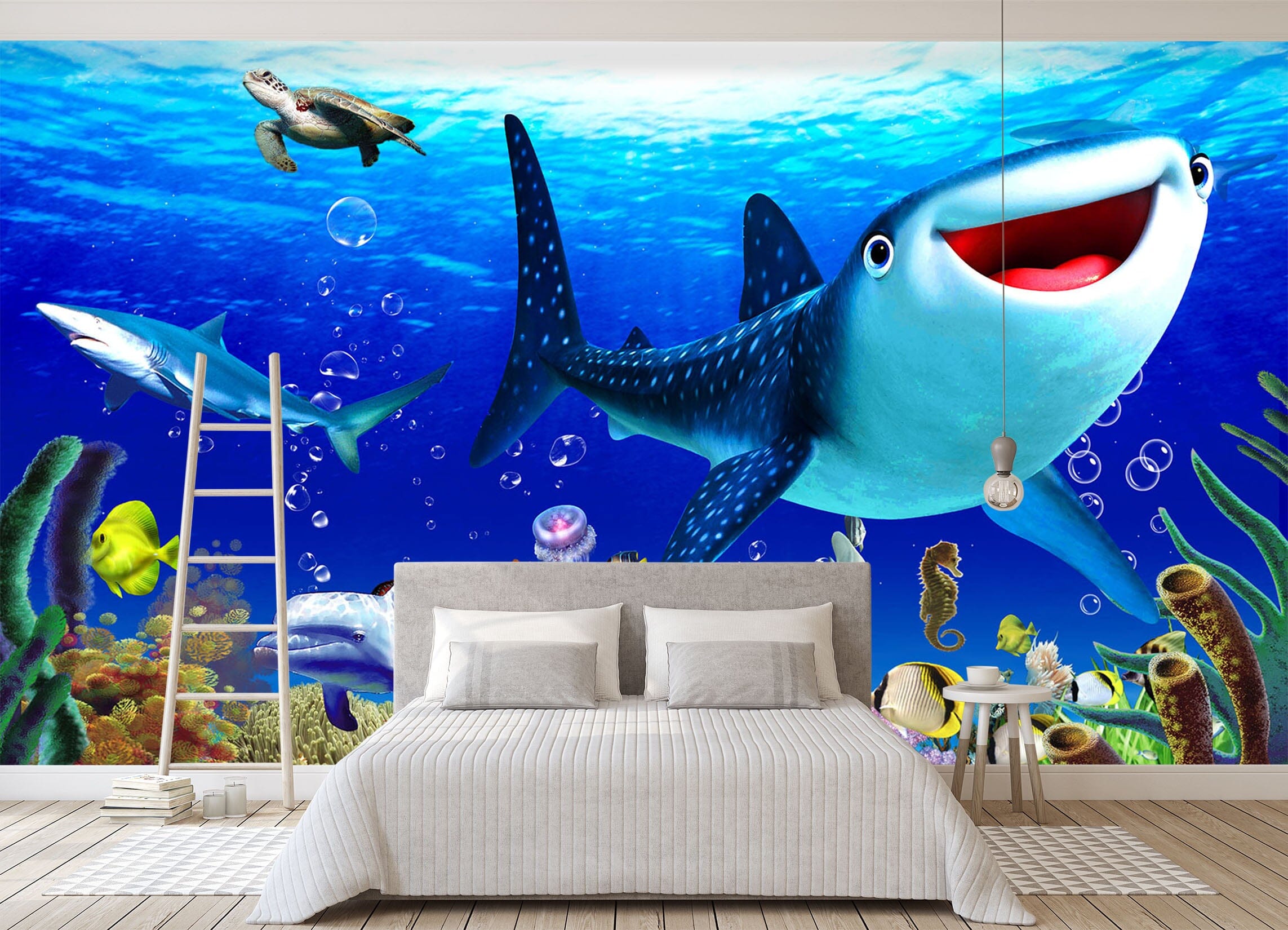 3D Shark Dolphin 196 Wall Murals Wallpaper AJ Wallpaper 2