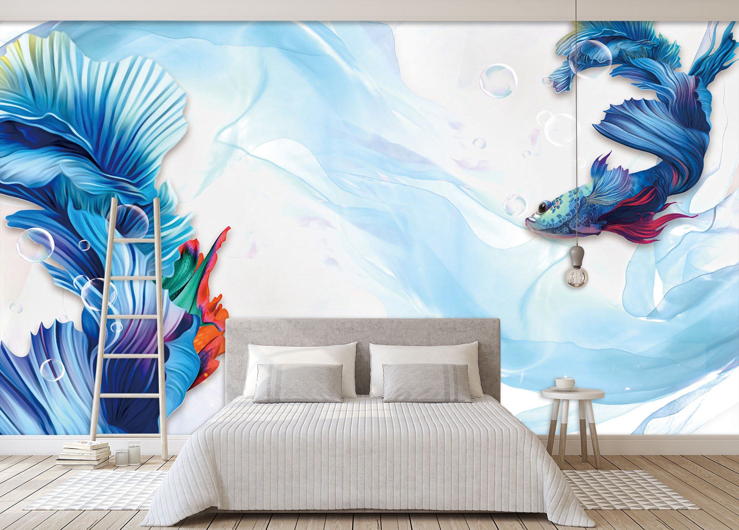 3D Fish Tail Bubble 508 Wallpaper AJ Wallpaper 2