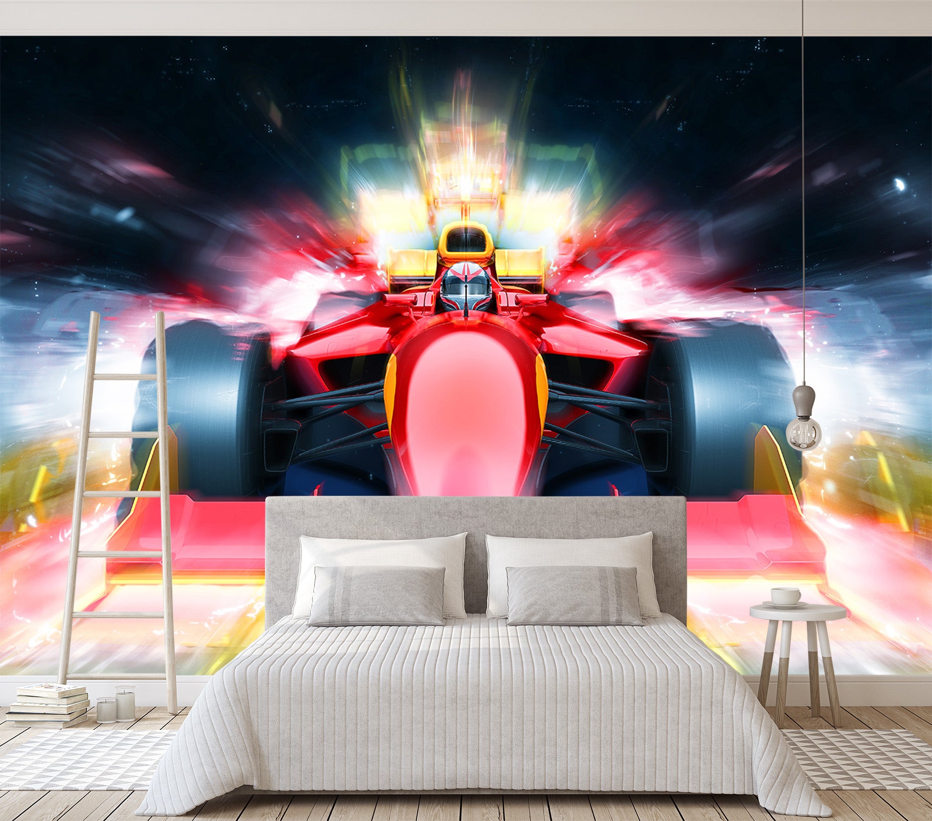 3D Red Racing Car 317 Vehicle Wall Murals