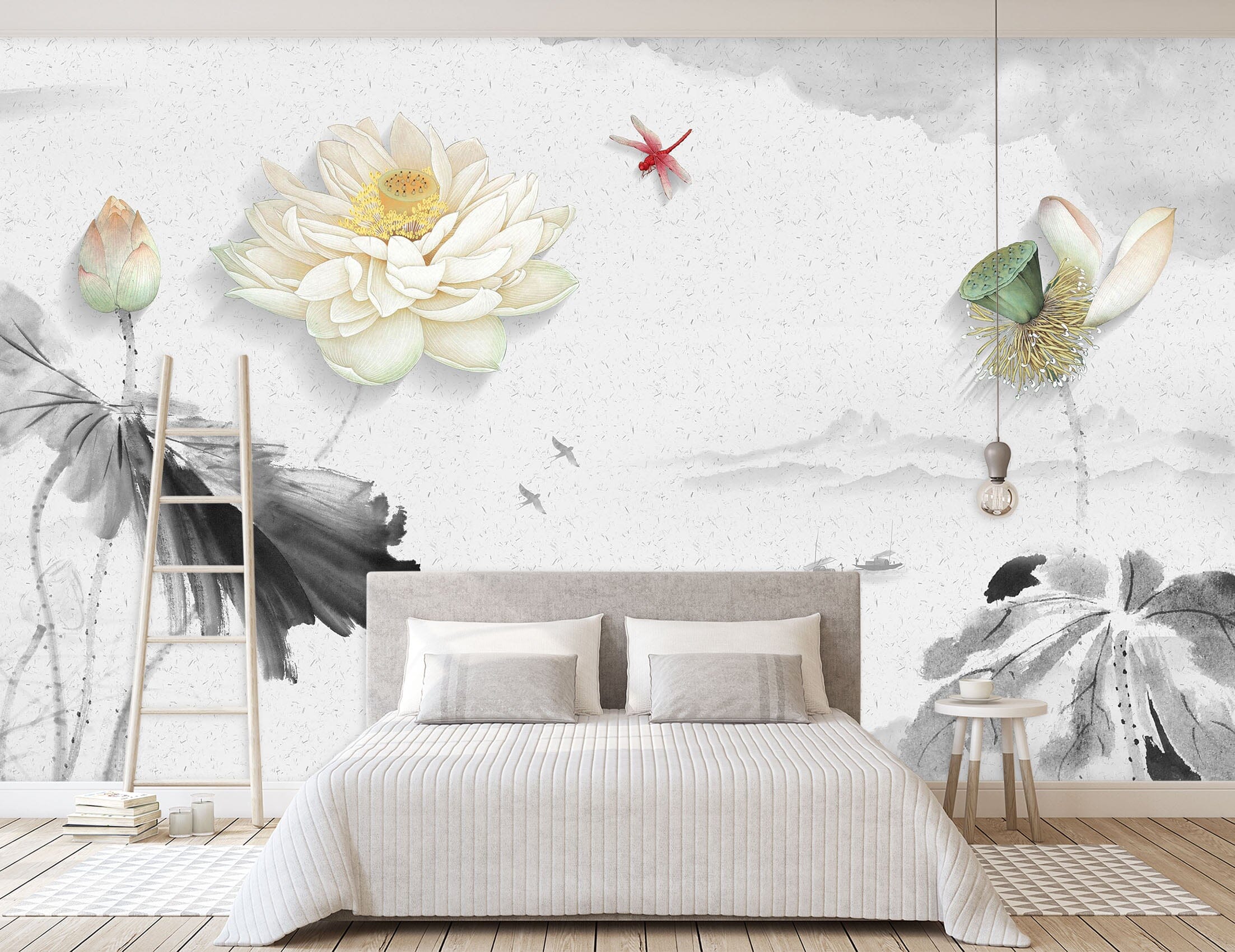 3D Lotus Bloom 1472 Wall Murals Wallpaper AJ Wallpaper 2
