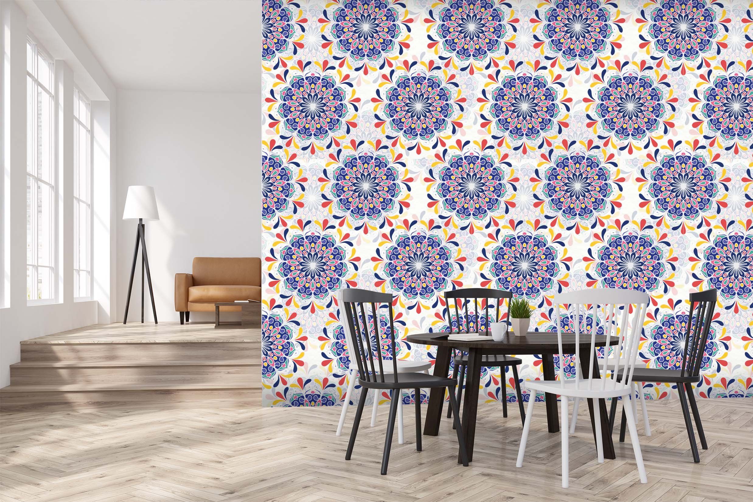 3D Blue Flower Pattern 422 Wallpaper AJ Wallpaper