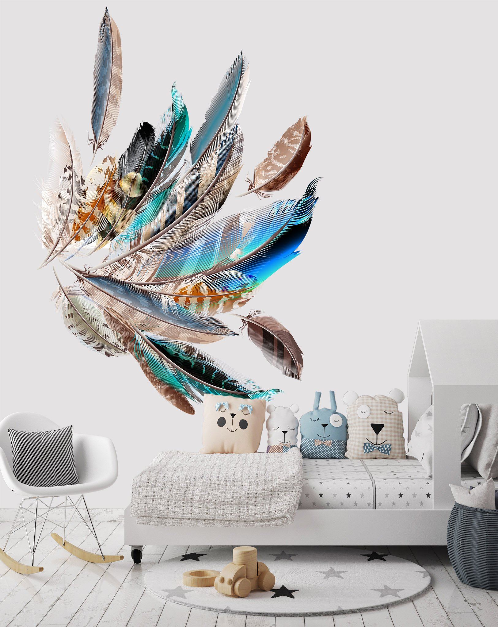 3D Beautiful Feather Decoration 061 Wall Stickers Wallpaper AJ Wallpaper