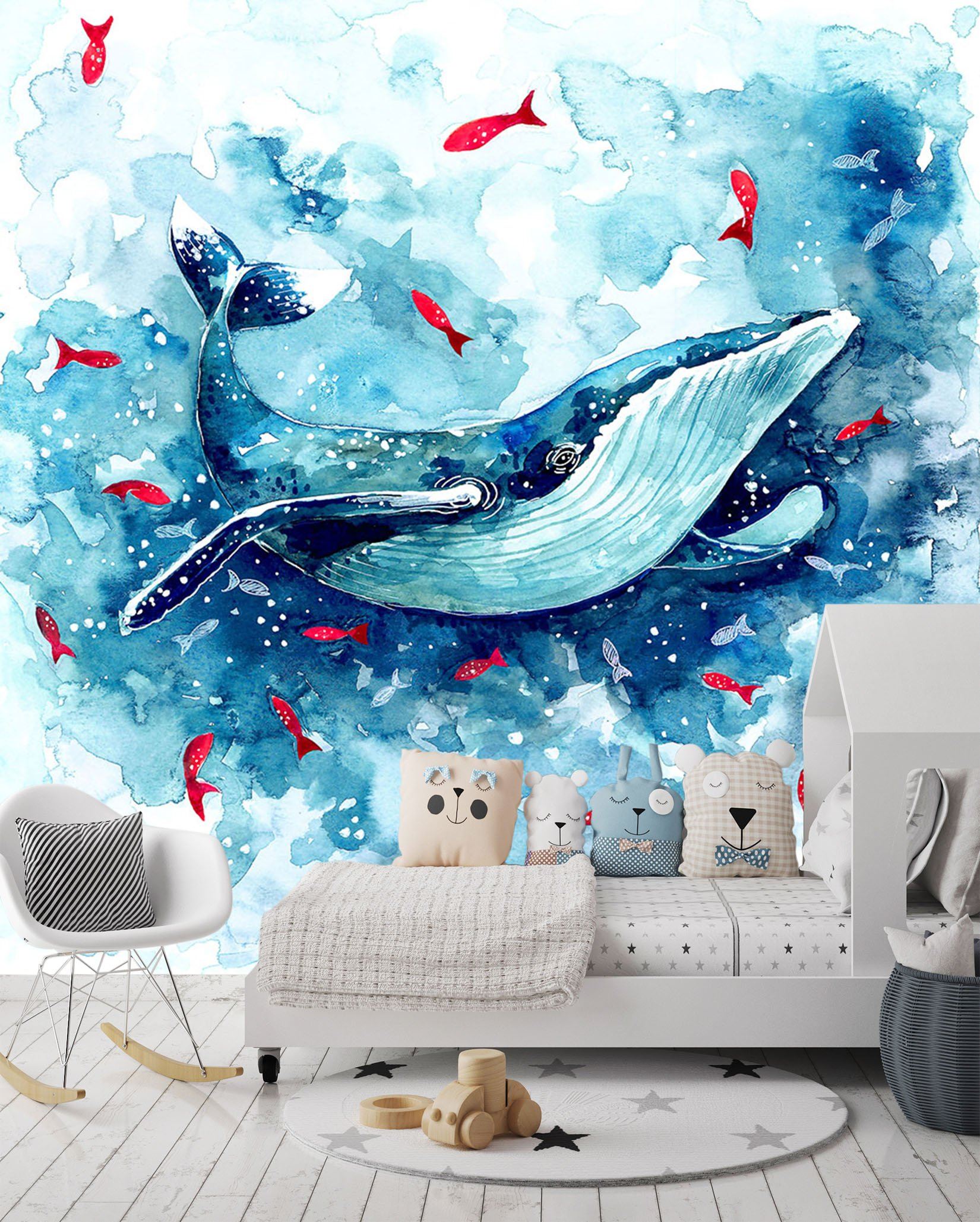 3D Whale Red Fish 643 Wallpaper AJ Wallpaper 2 