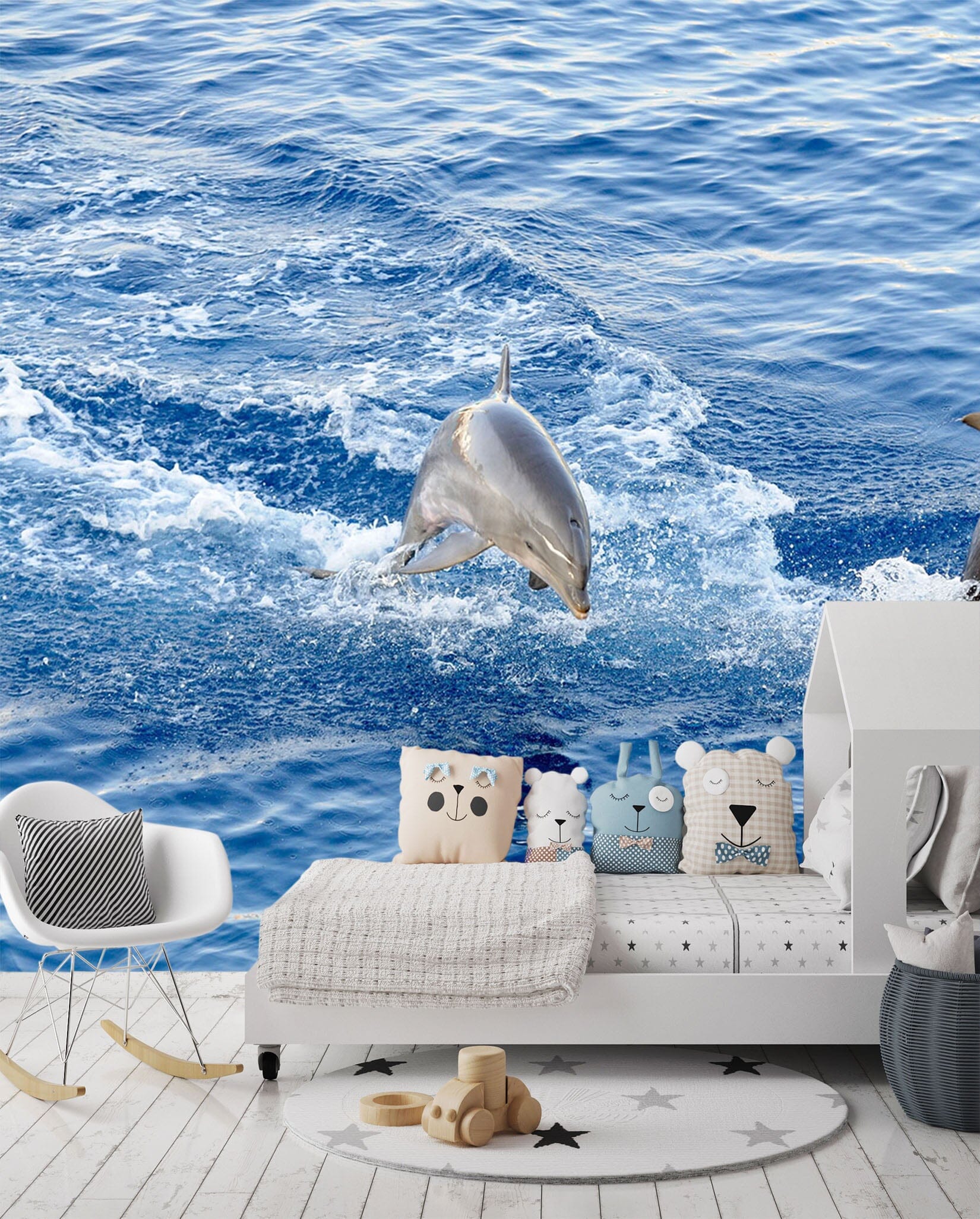 3D Dolphin Jumping 118 Wall Murals Wallpaper AJ Wallpaper 2