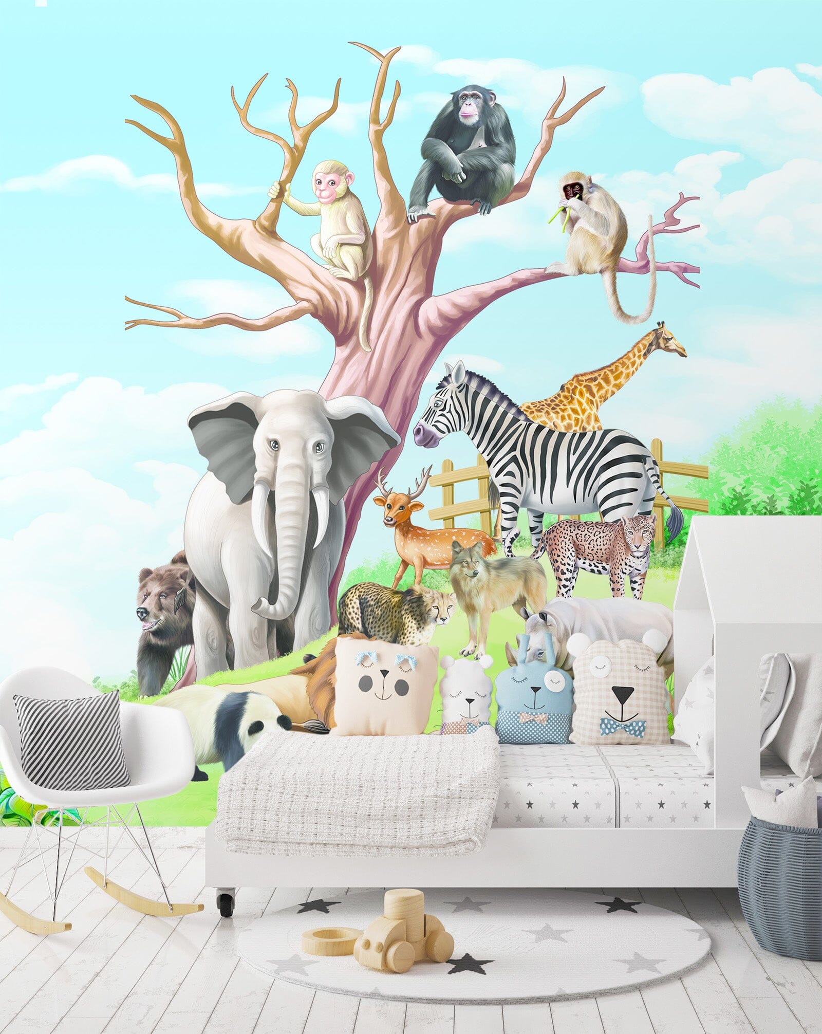 3D Elephant Panda Monkey 369 Wall Murals Wallpaper AJ Wallpaper 2