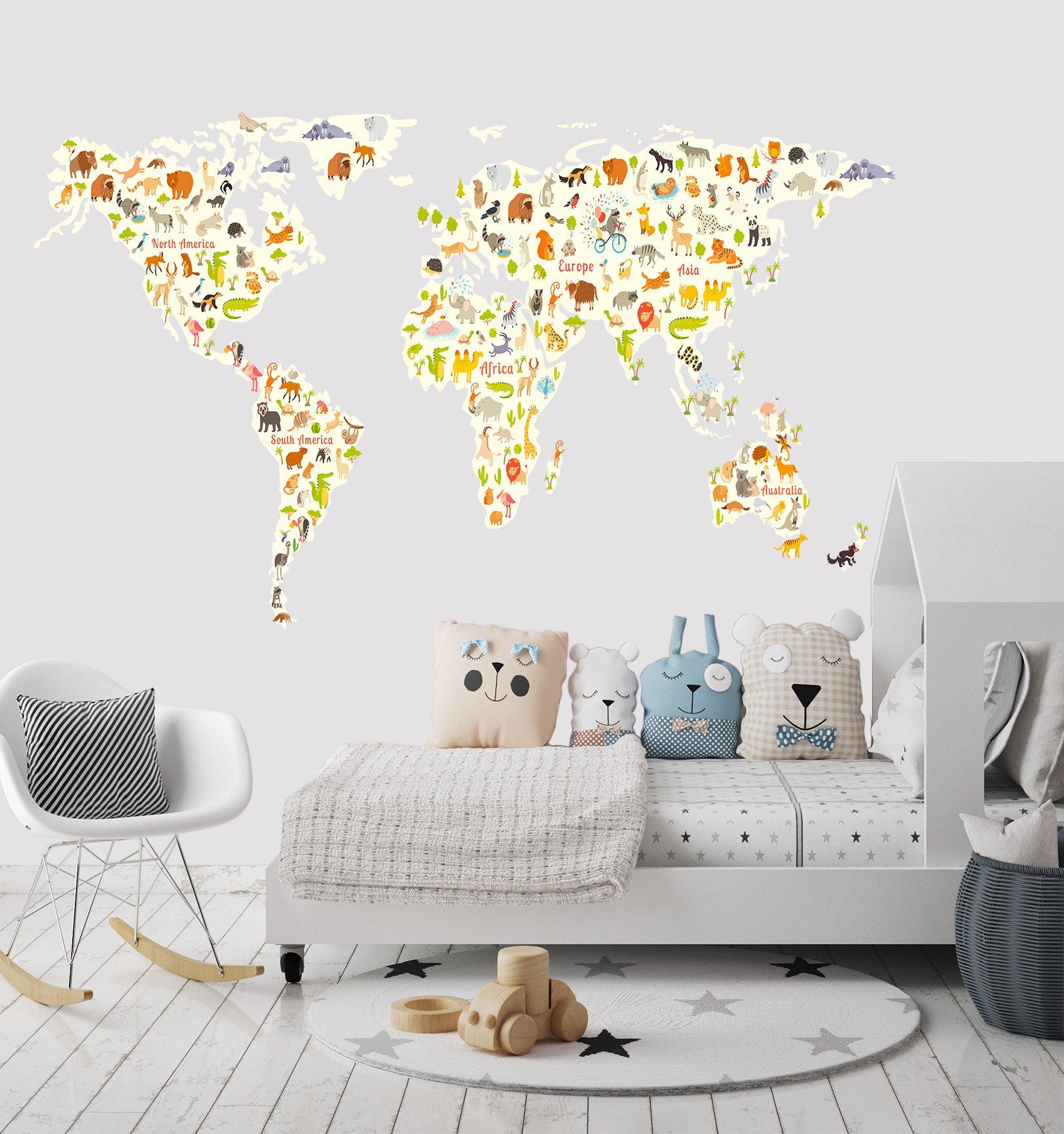 3D Animal Map 001 Wall Stickers Wallpaper AJ Wallpaper