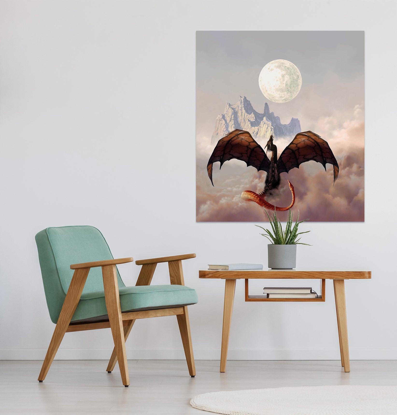 3D Moon Mountain Dragon 8121 Ciruelo Wall Sticker