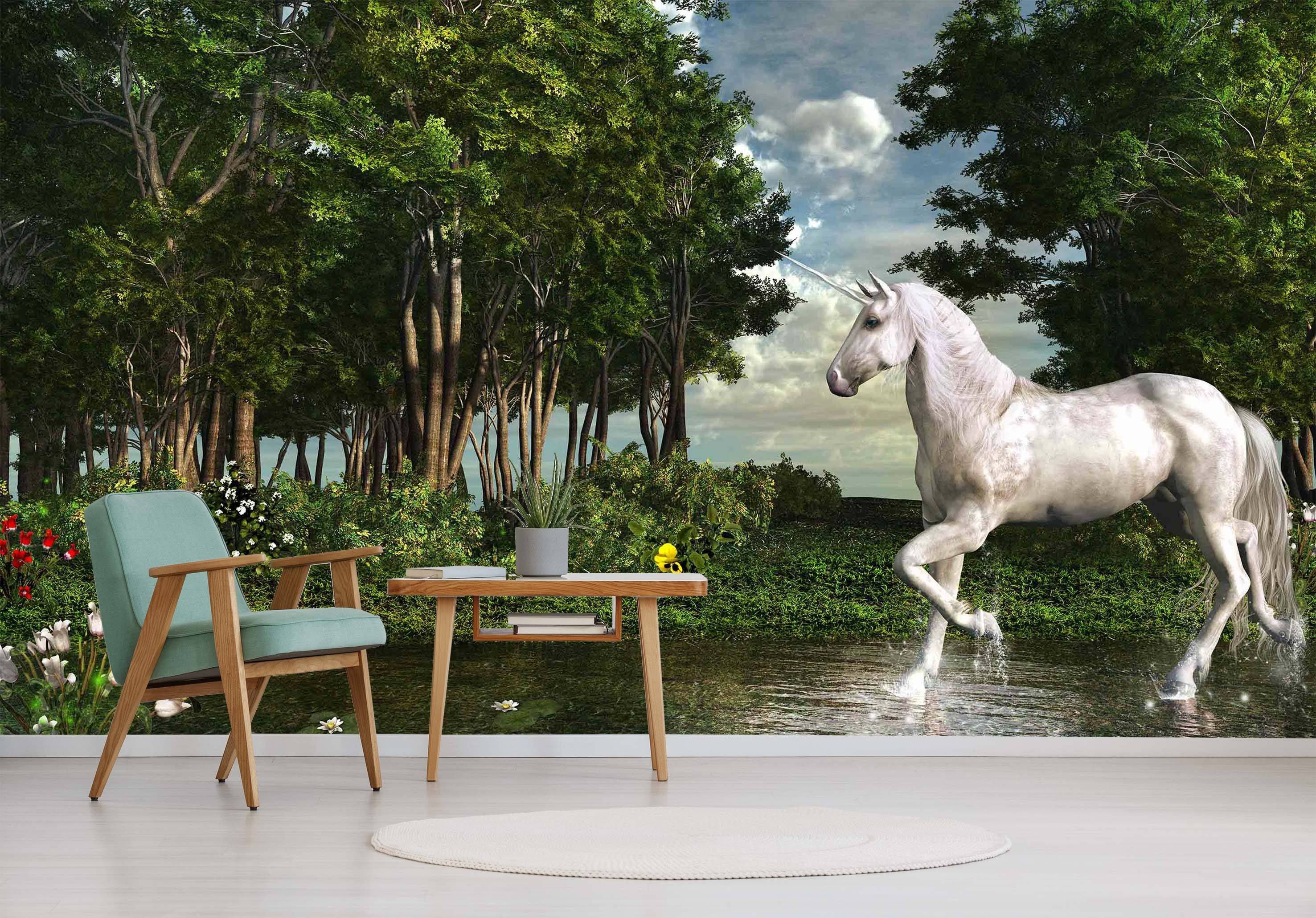 3D Watering Unicorn 217 Wallpaper AJ Wallpaper